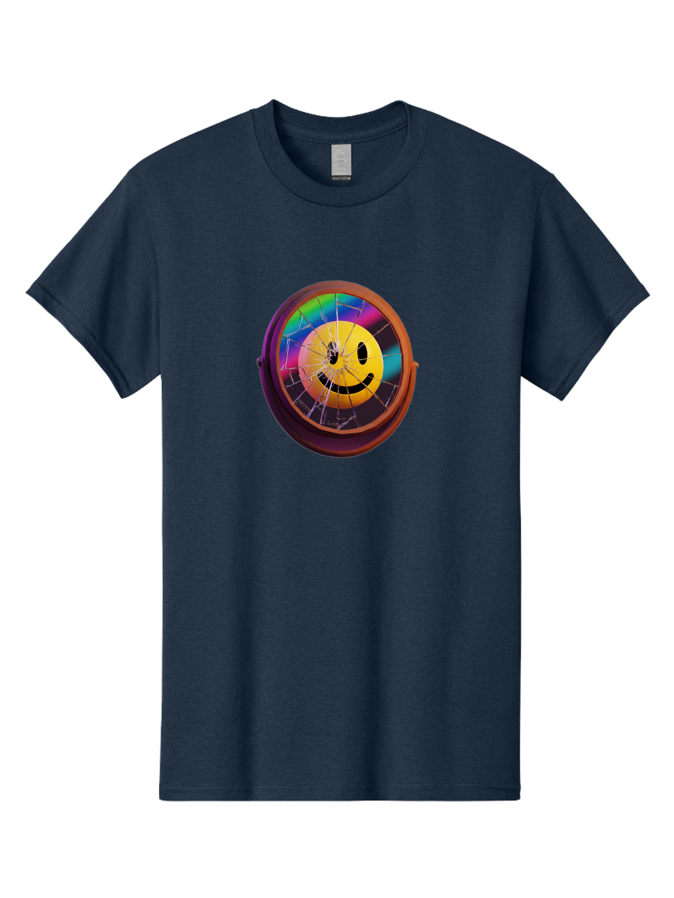 Shattered-Smiley-Face-Cd Men'S Graphic Tee, 100% Cotton, Comfortable Casual Summer Wear, Machine Washable, Vintage Camera, Old Camera, Antique Camera, Black Camera, Classic Photography, Photography Equipment, Nostalgic Device, Film Camera, Bai352