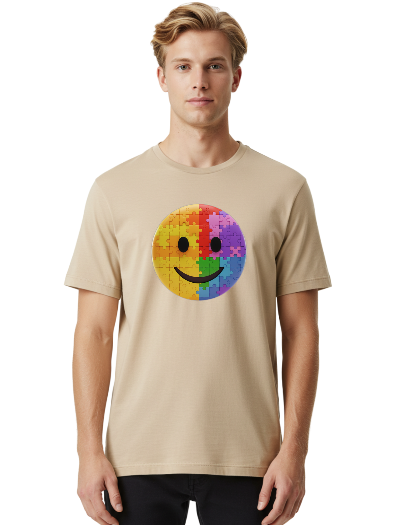 Smiley-Face-Jigsaw Men'S Graphic Tee, 100% Cotton, Comfortable Casual Summer Wear, Machine Washable, Vintage Camera, Old Camera, Antique Camera, Black Camera, Classic Photography, Photography Equipment, Nostalgic Device, Film Camera, Bai373