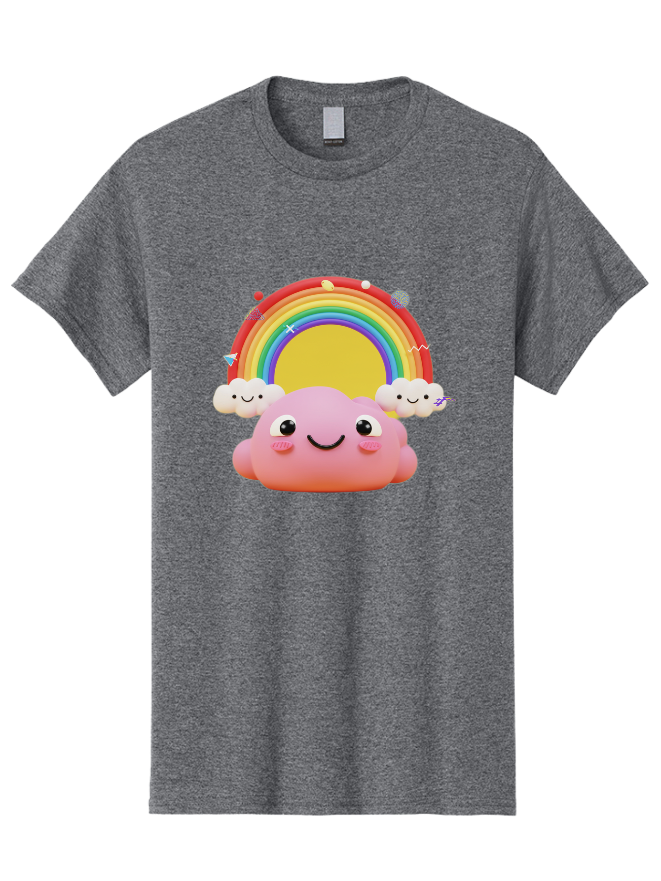 Smiling-Pink-Cloud-With-Rainbow Men'S Graphic Tee, 100% Cotton, Comfortable Casual Summer Wear, Machine Washable, Vintage Camera, Old Camera, Antique Camera, Black Camera, Classic Photography, Photography Equipment, Nostalgic Device, Bai389