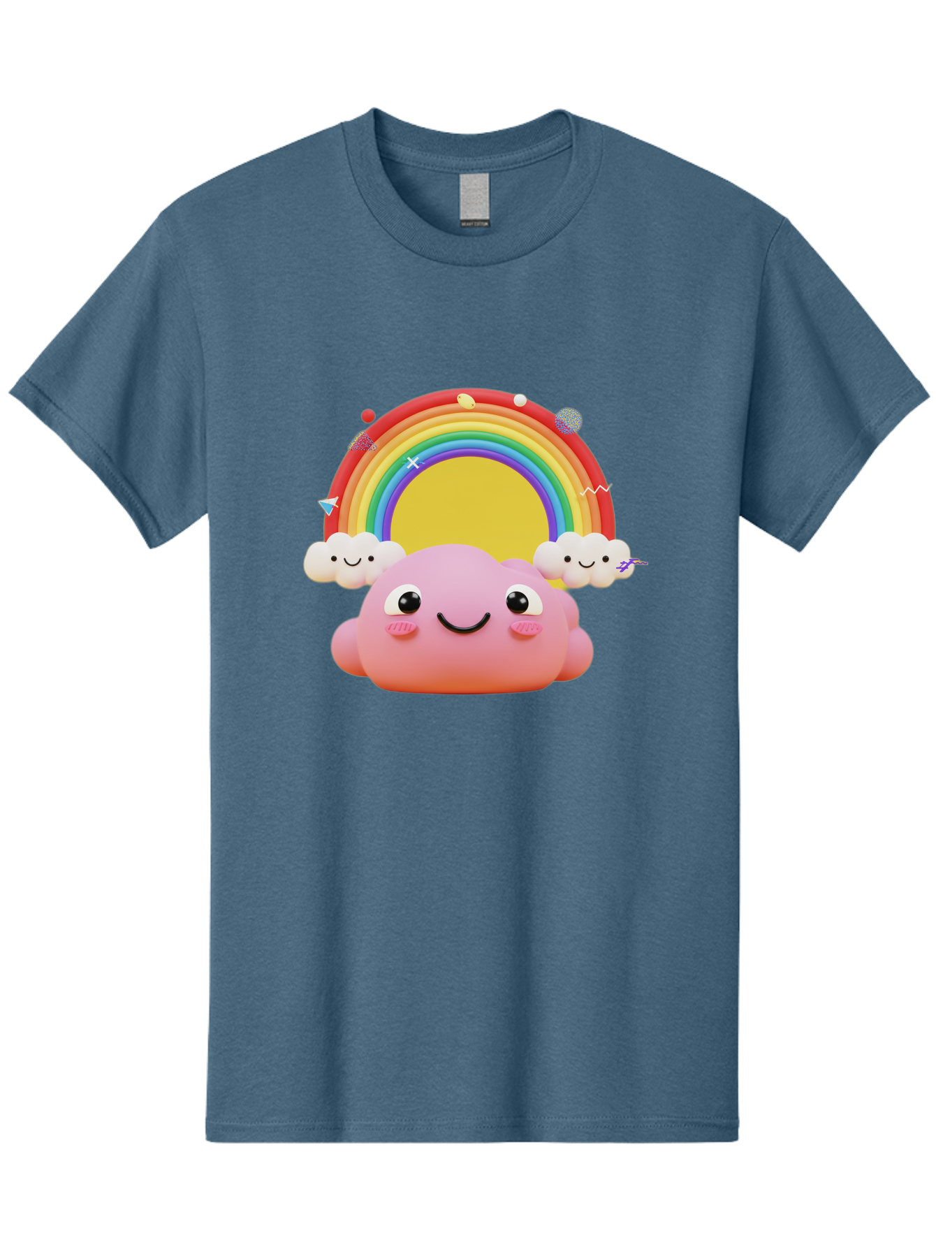 Smiling-Pink-Cloud-With-Rainbow Men'S Graphic Tee, 100% Cotton, Comfortable Casual Summer Wear, Machine Washable, Vintage Camera, Old Camera, Antique Camera, Black Camera, Classic Photography, Photography Equipment, Nostalgic Device, Bai389