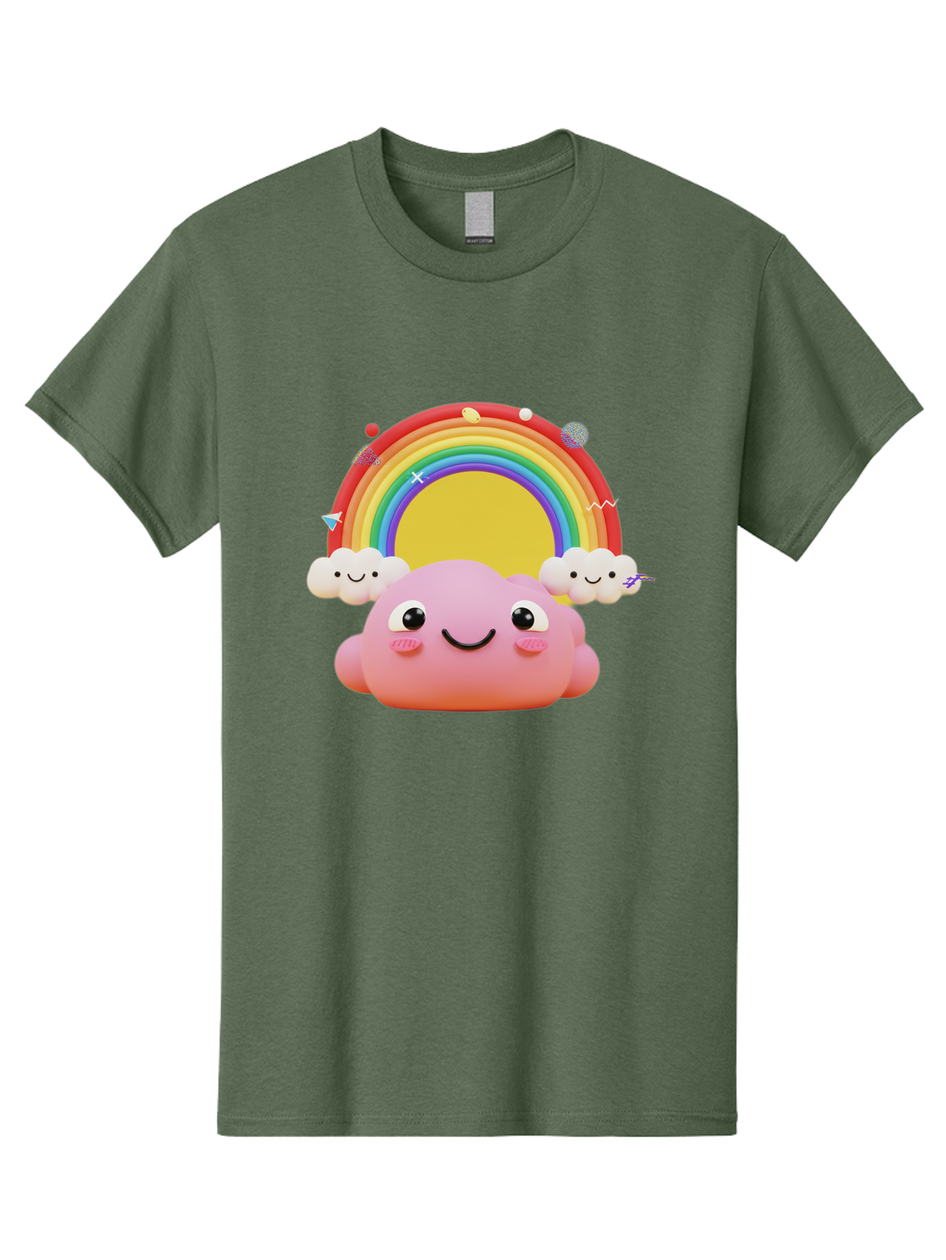 Smiling-Pink-Cloud-With-Rainbow Men'S Graphic Tee, 100% Cotton, Comfortable Casual Summer Wear, Machine Washable, Vintage Camera, Old Camera, Antique Camera, Black Camera, Classic Photography, Photography Equipment, Nostalgic Device, Bai389