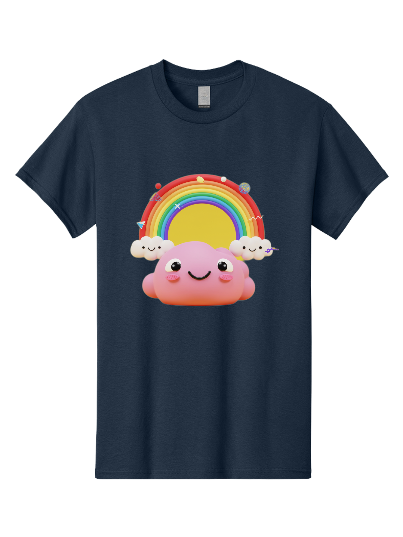 Smiling-Pink-Cloud-With-Rainbow Men'S Graphic Tee, 100% Cotton, Comfortable Casual Summer Wear, Machine Washable, Vintage Camera, Old Camera, Antique Camera, Black Camera, Classic Photography, Photography Equipment, Nostalgic Device, Bai389