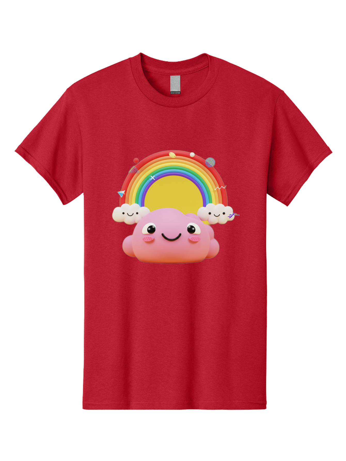 Smiling-Pink-Cloud-With-Rainbow Men'S Graphic Tee, 100% Cotton, Comfortable Casual Summer Wear, Machine Washable, Vintage Camera, Old Camera, Antique Camera, Black Camera, Classic Photography, Photography Equipment, Nostalgic Device, Bai389