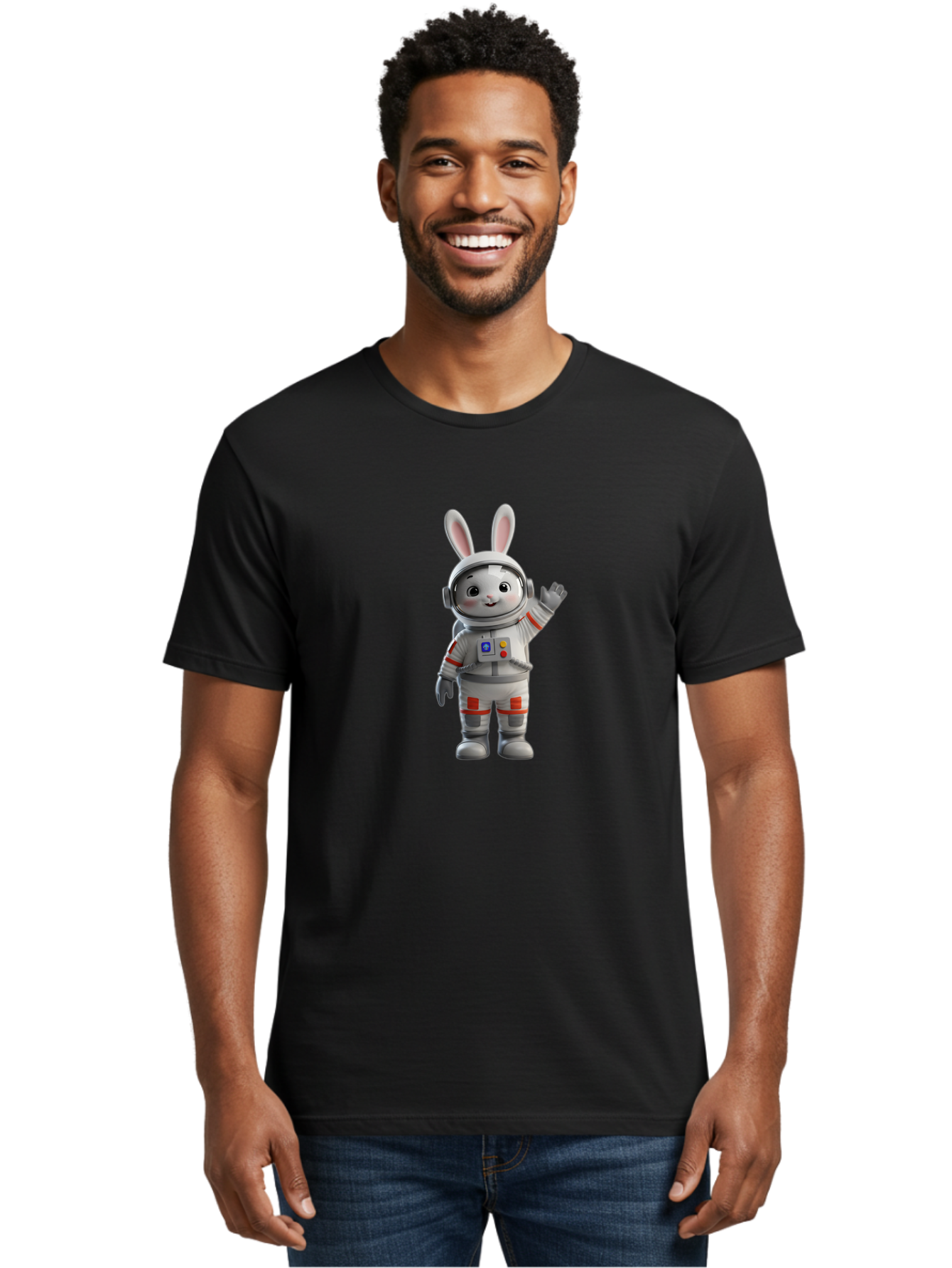Space-Bunny-3 Men'S Graphic Tee, 100% Cotton, Comfortable Casual Summer Wear, Machine Washable, Vintage Camera, Old Camera, Antique Camera, Black Camera, Classic Photography, Photography Equipment, Nostalgic Device, Film Camera, Camera Art Bai400