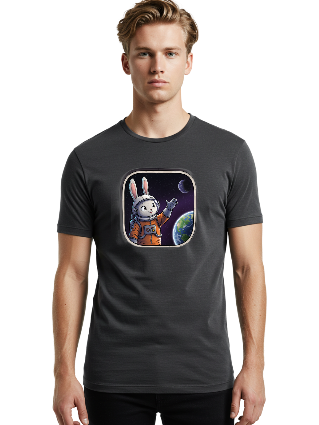 Space-Bunny-8 Men'S Graphic Tee, 100% Cotton, Comfortable Casual Summer Wear, Machine Washable, Vintage Camera, Old Camera, Antique Camera, Black Camera, Classic Photography, Photography Equipment, Nostalgic Device, Film Camera, Camera Art Bai405
