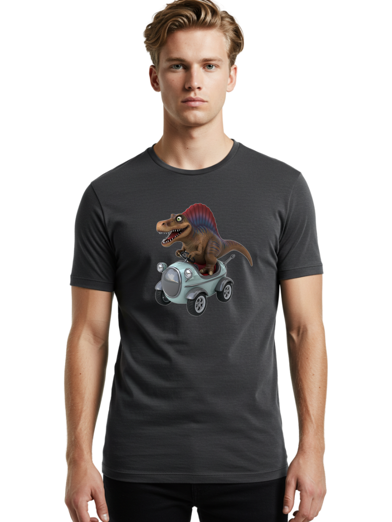 Spinosaurus-Driving-A-Car Men'S Graphic Tee, 100% Cotton, Comfortable Casual Summer Wear, Machine Washable, Vintage Camera, Old Camera, Antique Camera, Black Camera, Classic Photography, Photography Equipment, Nostalgic Device, Film Camera, Bai413
