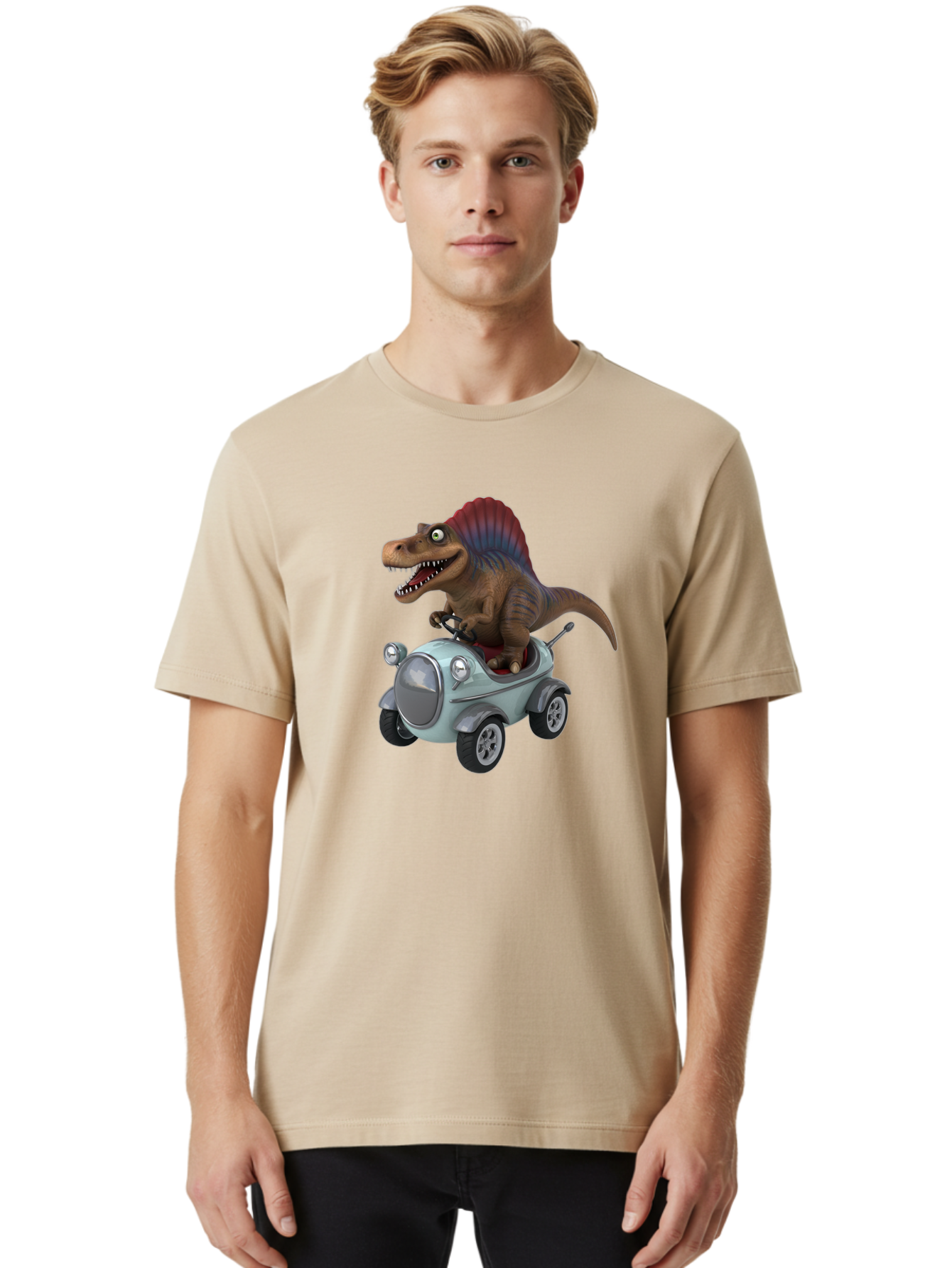 Spinosaurus-Driving-A-Car Men'S Graphic Tee, 100% Cotton, Comfortable Casual Summer Wear, Machine Washable, Vintage Camera, Old Camera, Antique Camera, Black Camera, Classic Photography, Photography Equipment, Nostalgic Device, Film Camera, Bai413