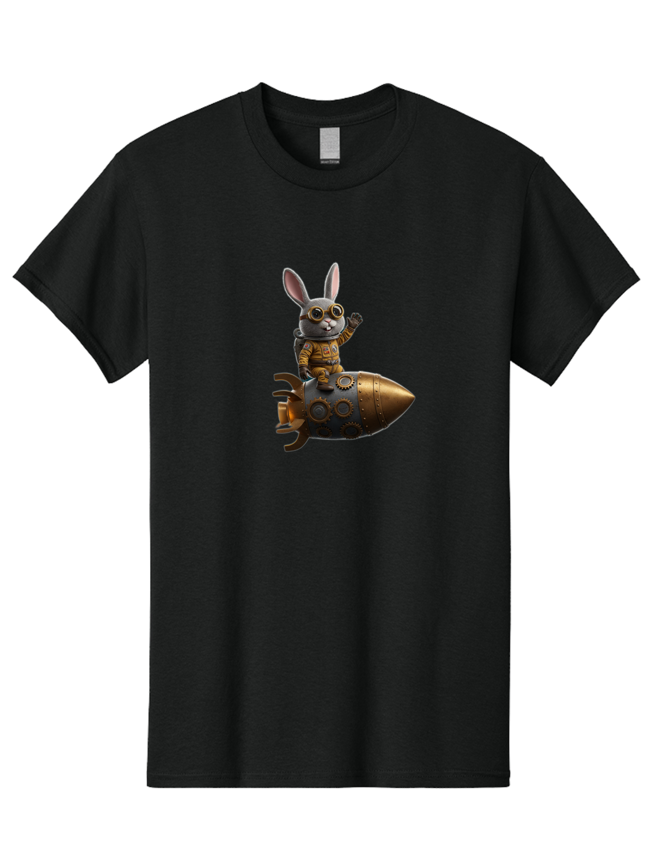 Steampunk-Bunny-Rocket Men'S Graphic Tee, 100% Cotton, Comfortable Casual Summer Wear, Machine Washable, Vintage Camera, Old Camera, Antique Camera, Black Camera, Classic Photography, Photography Equipment, Nostalgic Device, Film Camera, Bai419