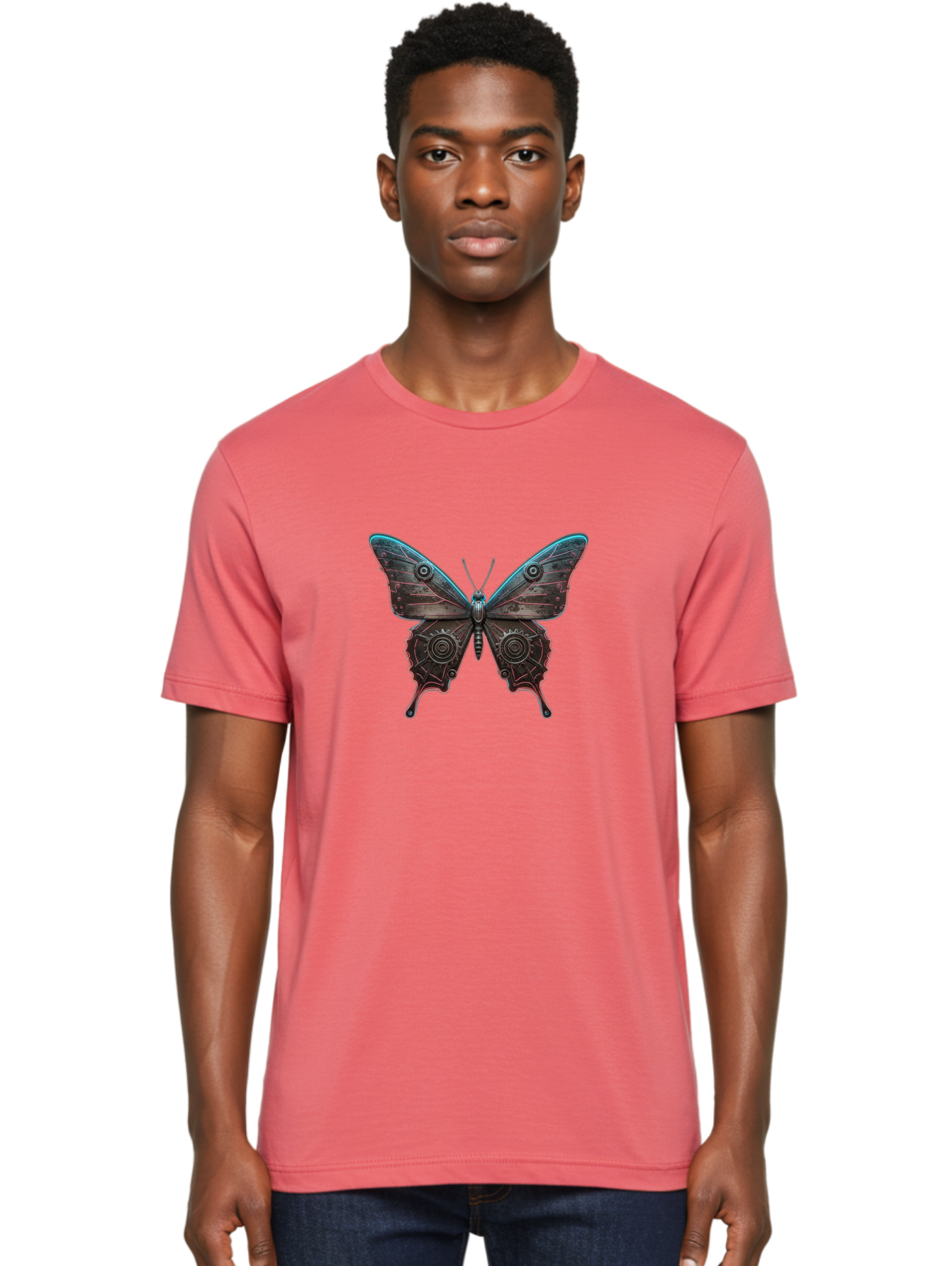 Steampunk-Butterfly Men'S Graphic Tee, 100% Cotton, Comfortable Casual Summer Wear, Machine Washable, Vintage Camera, Old Camera, Antique Camera, Black Camera, Classic Photography, Photography Equipment, Nostalgic Device, Film Camera, Bai420