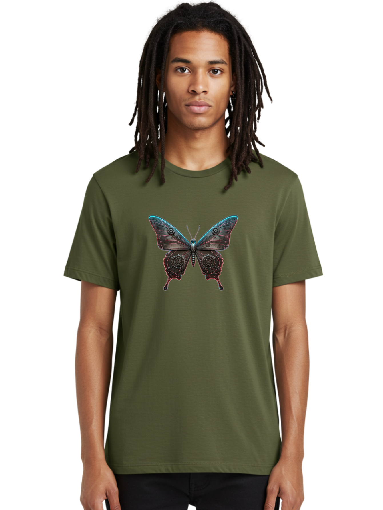 Steampunk-Butterfly Men'S Graphic Tee, 100% Cotton, Comfortable Casual Summer Wear, Machine Washable, Vintage Camera, Old Camera, Antique Camera, Black Camera, Classic Photography, Photography Equipment, Nostalgic Device, Film Camera, Bai420