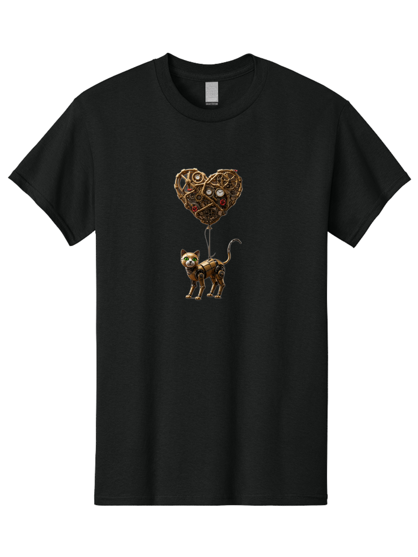 Steampunk-Cat-Heart-Balloon Men'S Graphic Tee, 100% Cotton, Comfortable Casual Summer Wear, Machine Washable, Vintage Camera, Old Camera, Antique Camera, Black Camera, Classic Photography, Photography Equipment, Nostalgic Device, Film Camera, Bai421