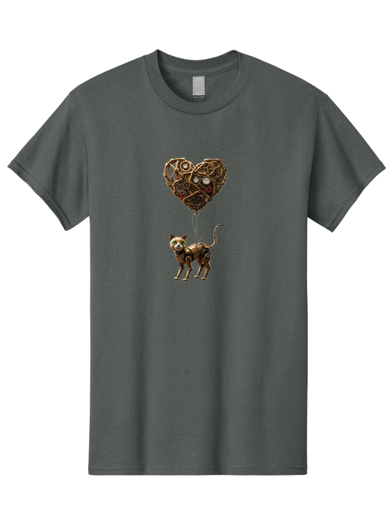 Steampunk-Cat-Heart-Balloon Men'S Graphic Tee, 100% Cotton, Comfortable Casual Summer Wear, Machine Washable, Vintage Camera, Old Camera, Antique Camera, Black Camera, Classic Photography, Photography Equipment, Nostalgic Device, Film Camera, Bai421