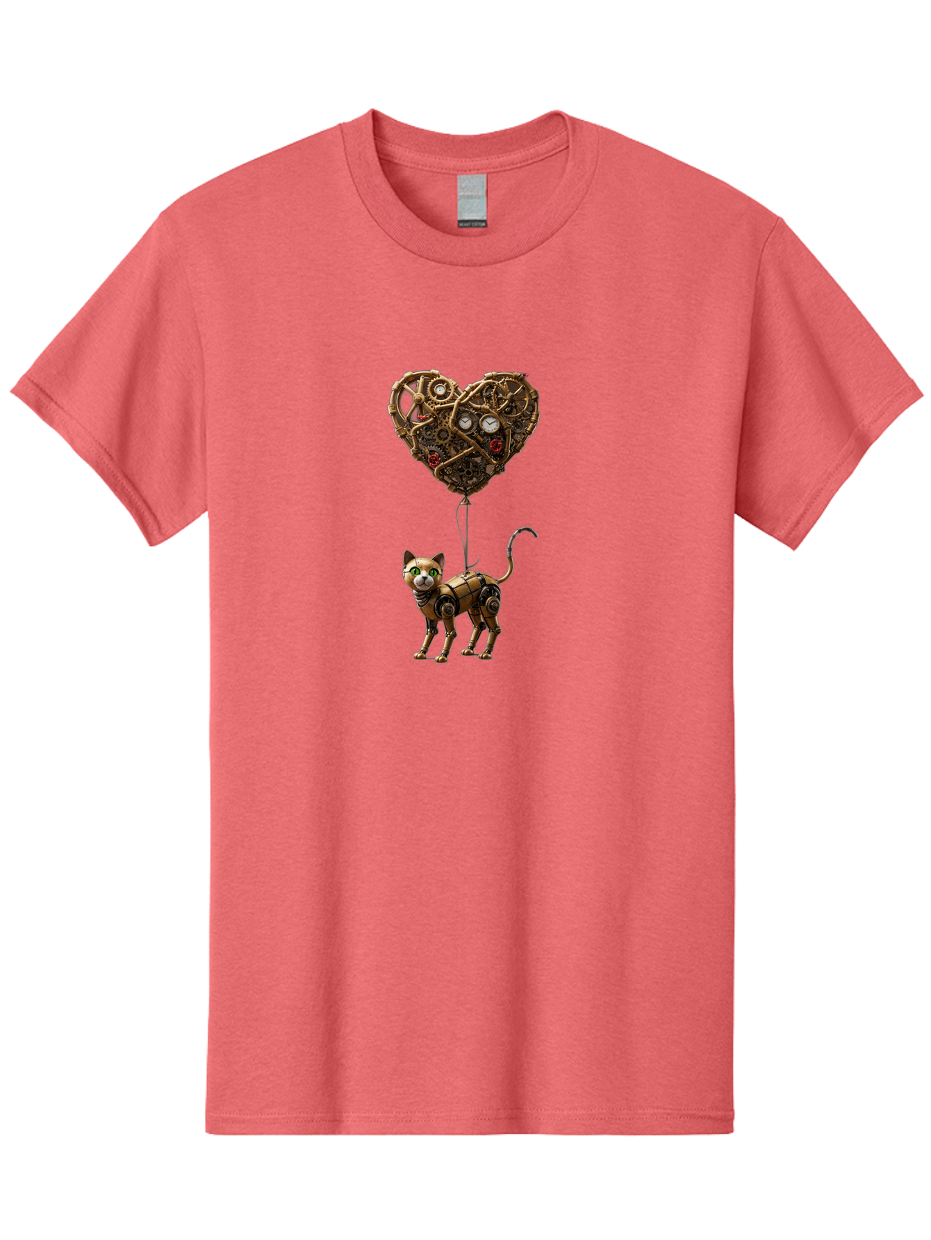 Steampunk-Cat-Heart-Balloon Men'S Graphic Tee, 100% Cotton, Comfortable Casual Summer Wear, Machine Washable, Vintage Camera, Old Camera, Antique Camera, Black Camera, Classic Photography, Photography Equipment, Nostalgic Device, Film Camera, Bai421