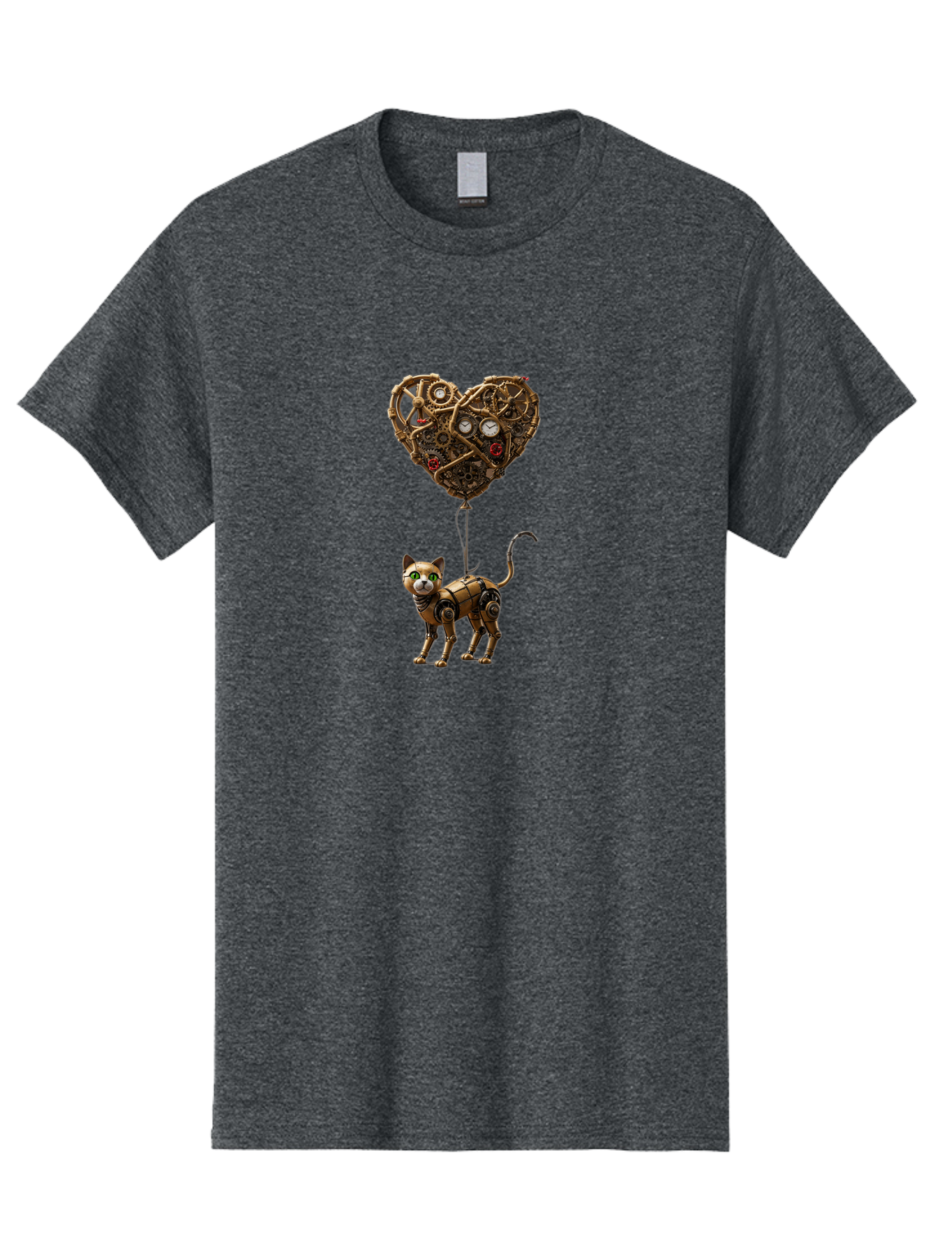 Steampunk-Cat-Heart-Balloon Men'S Graphic Tee, 100% Cotton, Comfortable Casual Summer Wear, Machine Washable, Vintage Camera, Old Camera, Antique Camera, Black Camera, Classic Photography, Photography Equipment, Nostalgic Device, Film Camera, Bai421