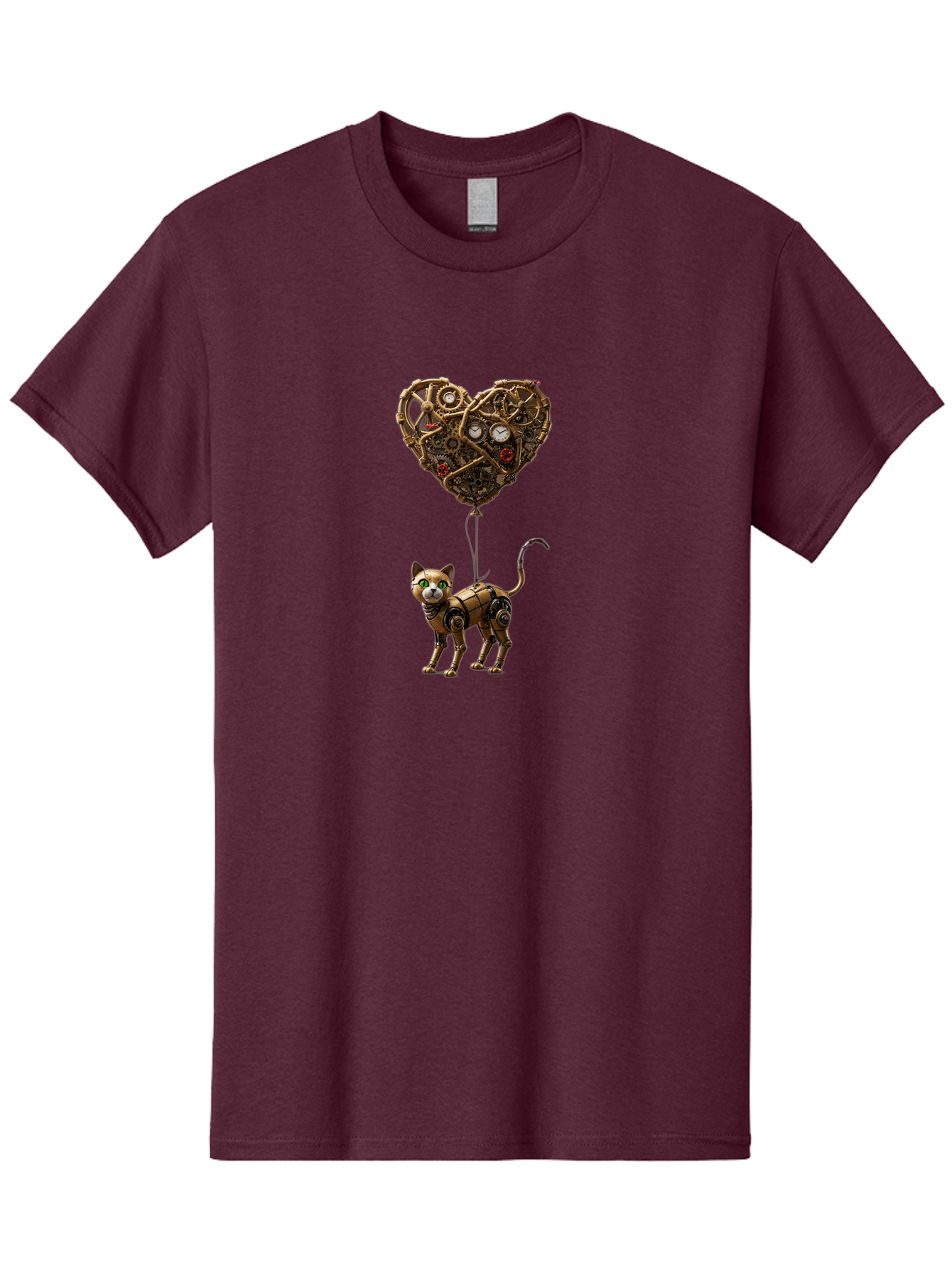 Steampunk-Cat-Heart-Balloon Men'S Graphic Tee, 100% Cotton, Comfortable Casual Summer Wear, Machine Washable, Vintage Camera, Old Camera, Antique Camera, Black Camera, Classic Photography, Photography Equipment, Nostalgic Device, Film Camera, Bai421