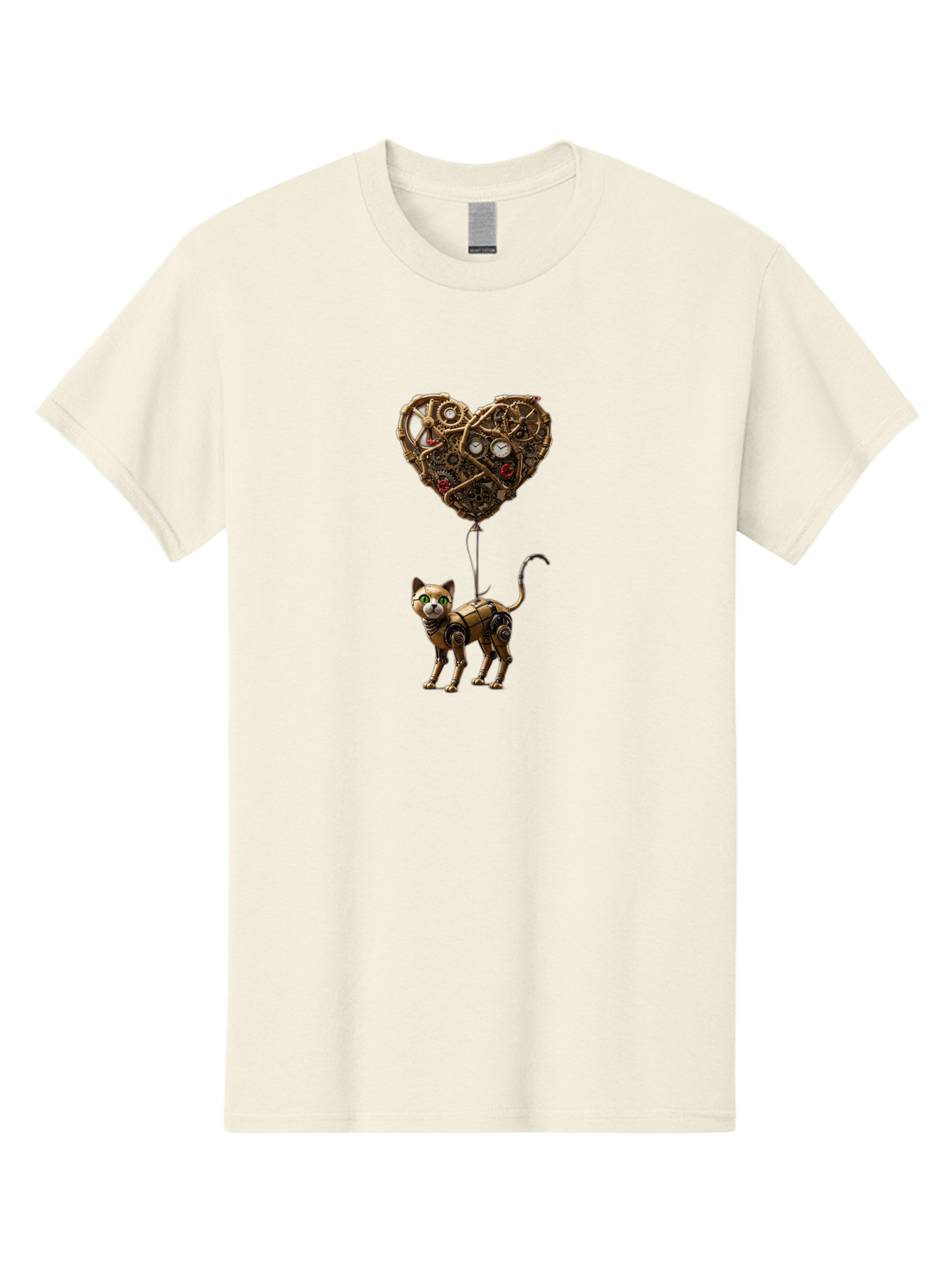 Steampunk-Cat-Heart-Balloon Men'S Graphic Tee, 100% Cotton, Comfortable Casual Summer Wear, Machine Washable, Vintage Camera, Old Camera, Antique Camera, Black Camera, Classic Photography, Photography Equipment, Nostalgic Device, Film Camera, Bai421