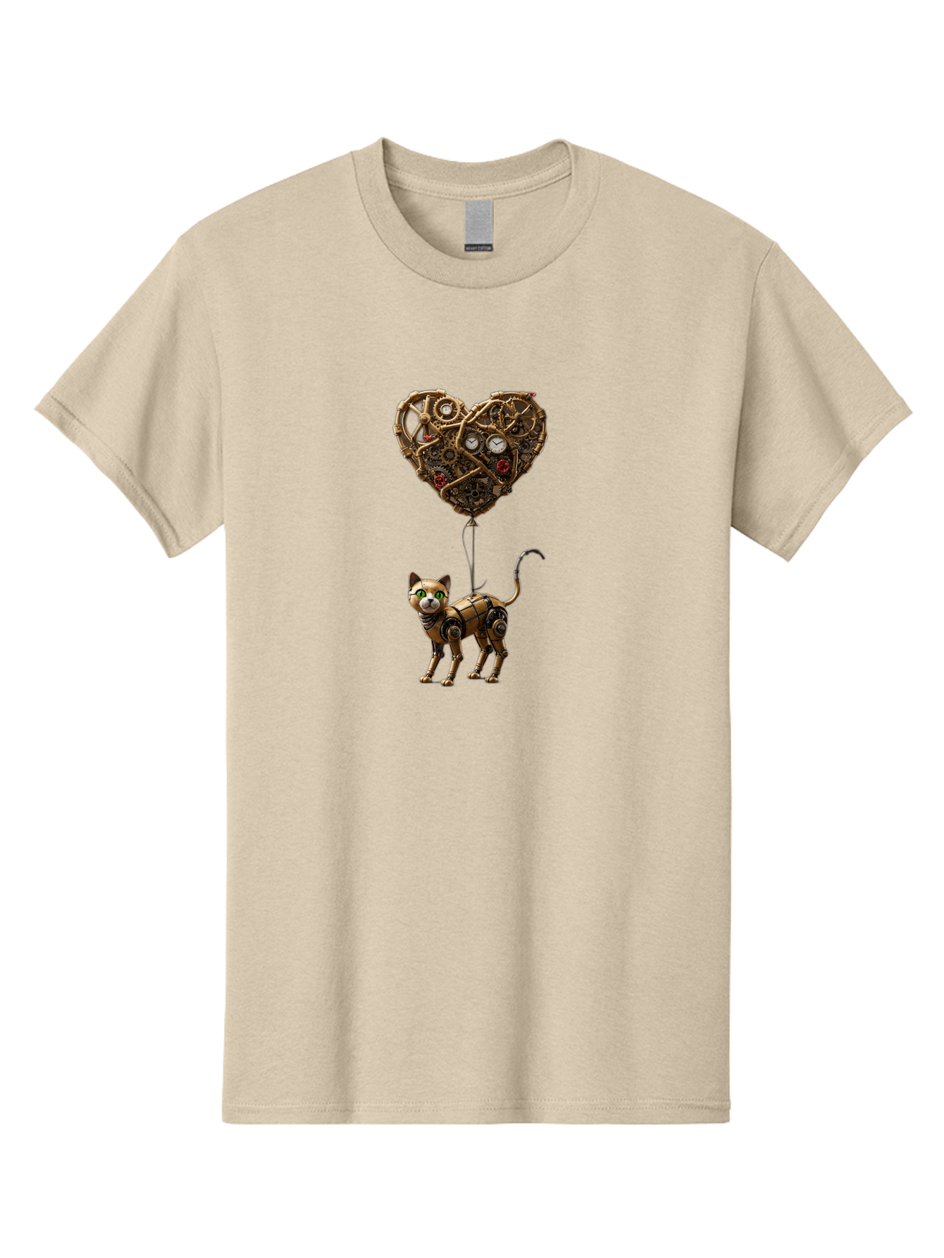 Steampunk-Cat-Heart-Balloon Men'S Graphic Tee, 100% Cotton, Comfortable Casual Summer Wear, Machine Washable, Vintage Camera, Old Camera, Antique Camera, Black Camera, Classic Photography, Photography Equipment, Nostalgic Device, Film Camera, Bai421