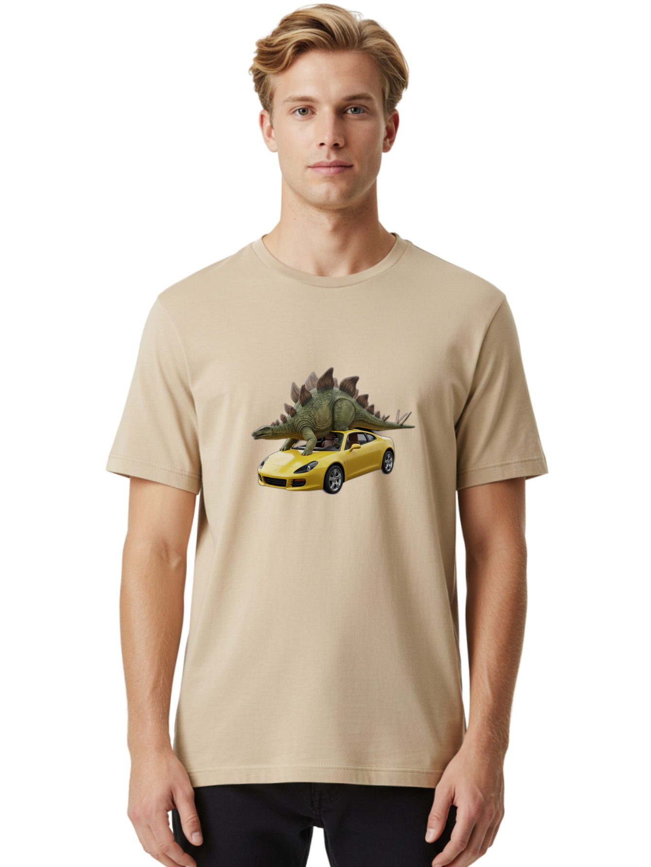 Stegosaurus-On-Porsche Men'S Graphic Tee, 100% Cotton, Comfortable Casual Summer Wear, Machine Washable, Vintage Camera, Old Camera, Antique Camera, Black Camera, Classic Photography, Photography Equipment, Nostalgic Device, Film Camera, Bai426