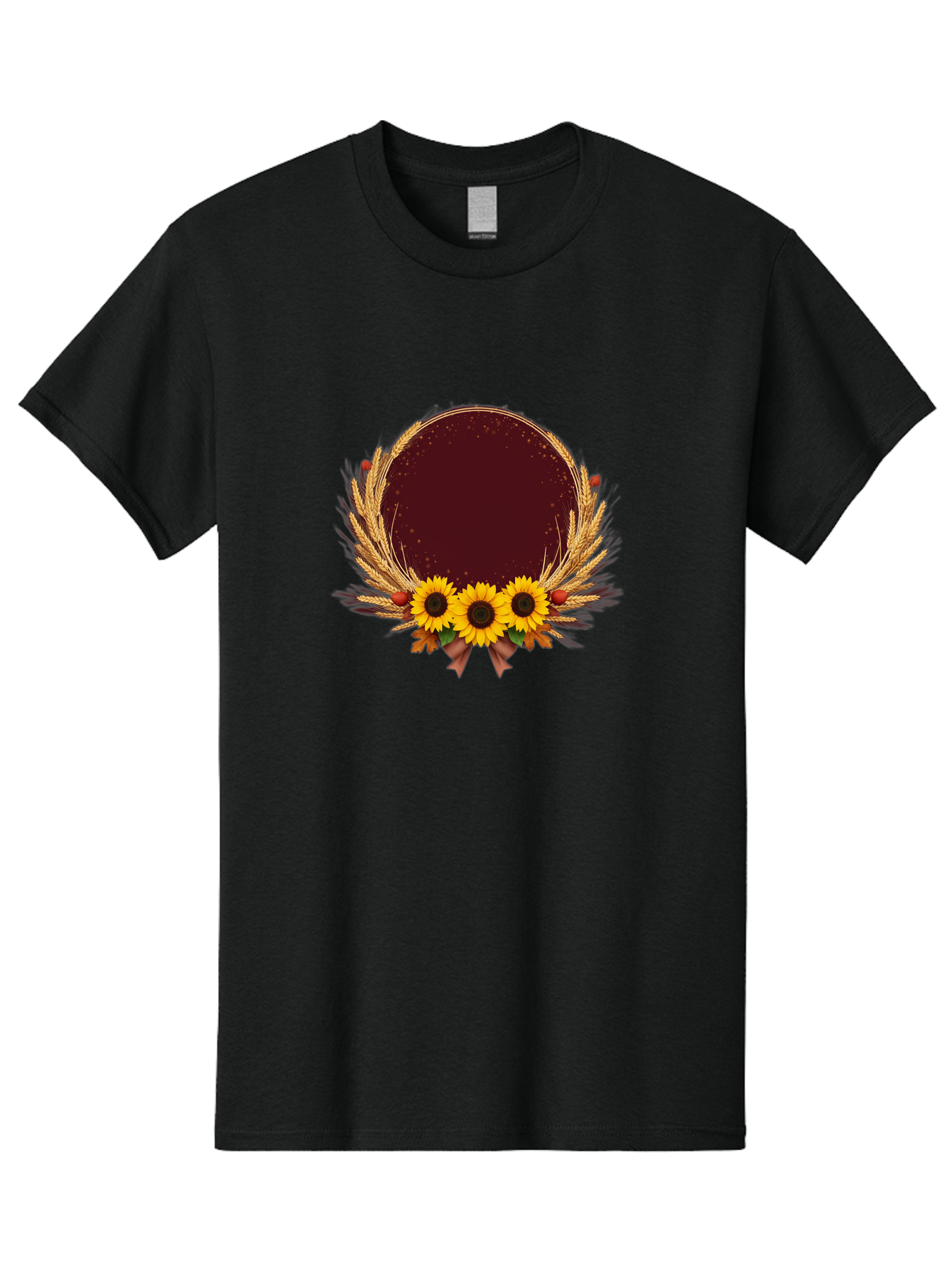 Sunflower-Wreath-Frame Men'S Graphic Tee, 100% Cotton, Comfortable Casual Summer Wear, Machine Washable, Vintage Camera, Old Camera, Antique Camera, Black Camera, Classic Photography, Photography Equipment, Nostalgic Device, Film Camera, Bai430