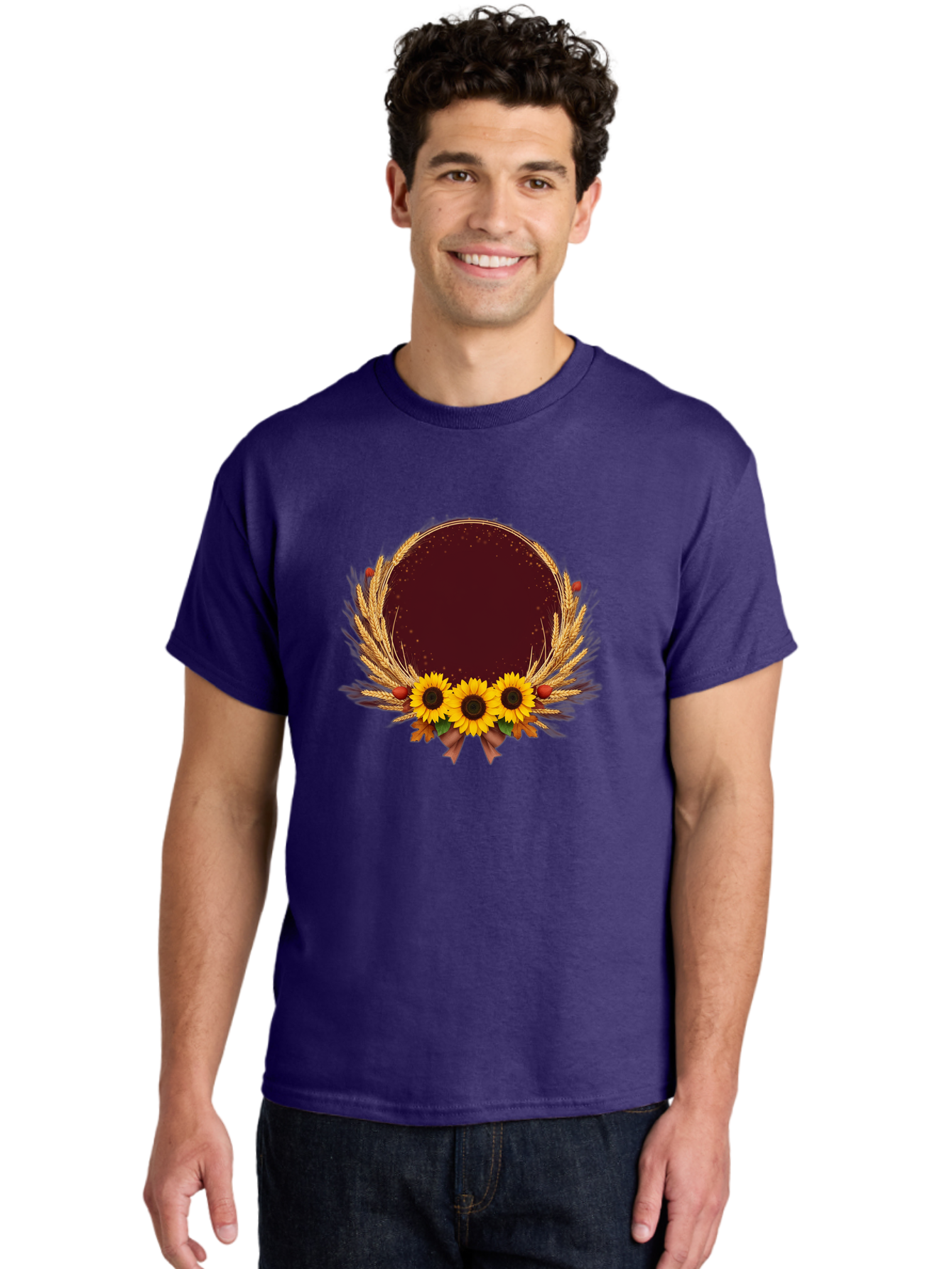 Sunflower-Wreath-Frame Men'S Graphic Tee, 100% Cotton, Comfortable Casual Summer Wear, Machine Washable, Vintage Camera, Old Camera, Antique Camera, Black Camera, Classic Photography, Photography Equipment, Nostalgic Device, Film Camera, Bai430