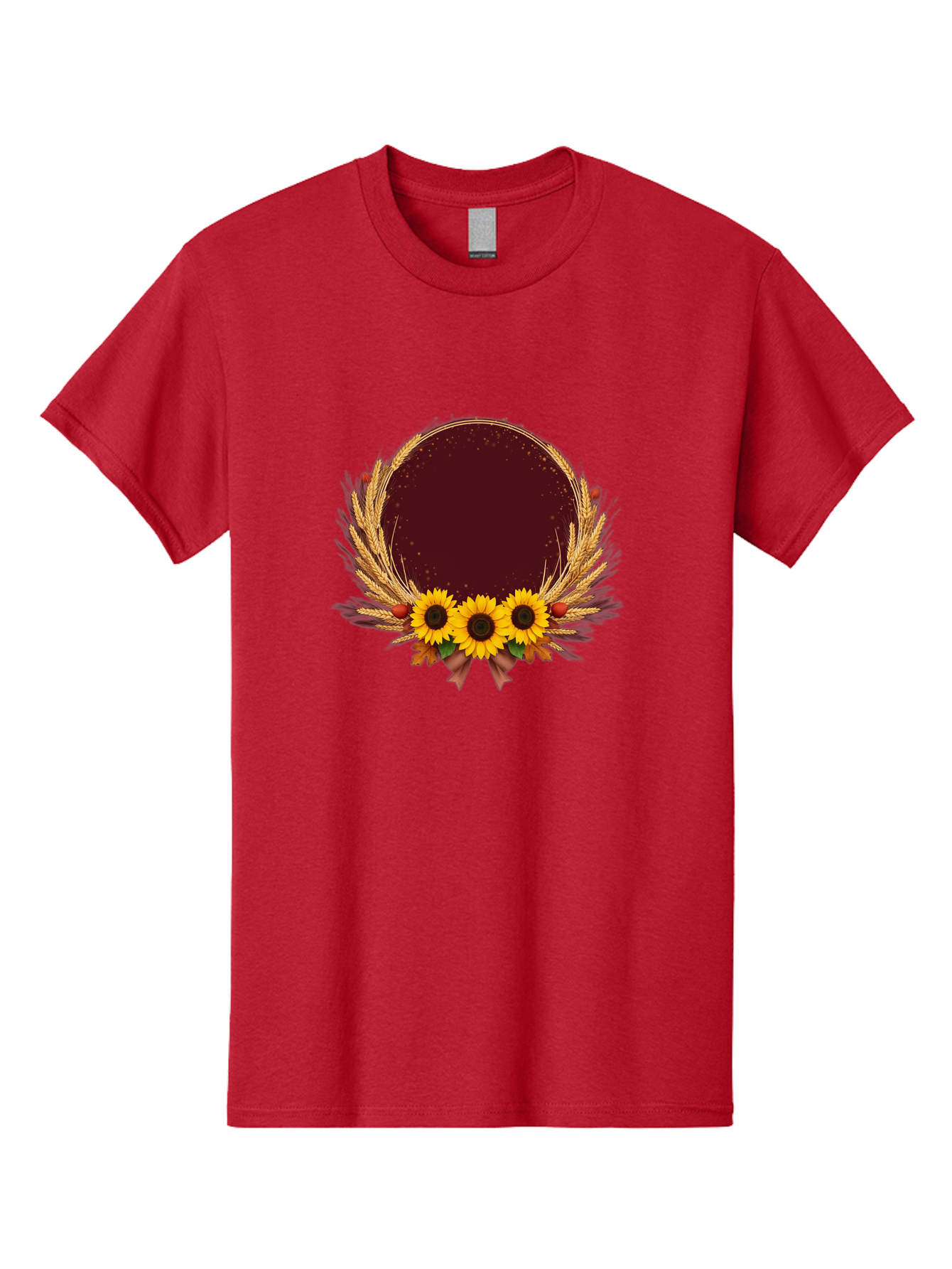 Sunflower-Wreath-Frame Men'S Graphic Tee, 100% Cotton, Comfortable Casual Summer Wear, Machine Washable, Vintage Camera, Old Camera, Antique Camera, Black Camera, Classic Photography, Photography Equipment, Nostalgic Device, Film Camera, Bai430