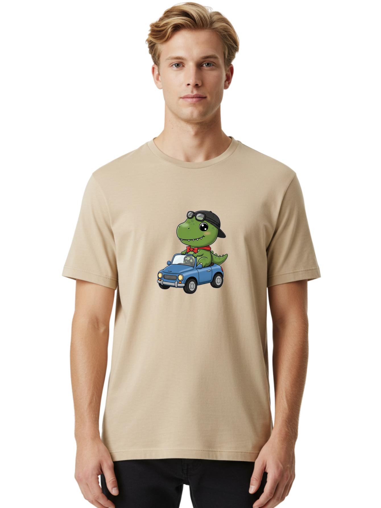 T-Rex-Driving-Car Men'S Graphic Tee, 100% Cotton, Comfortable Casual Summer Wear, Machine Washable, Vintage Camera, Old Camera, Antique Camera, Black Camera, Classic Photography, Photography Equipment, Nostalgic Device, Film Camera, Camera Art Bai435