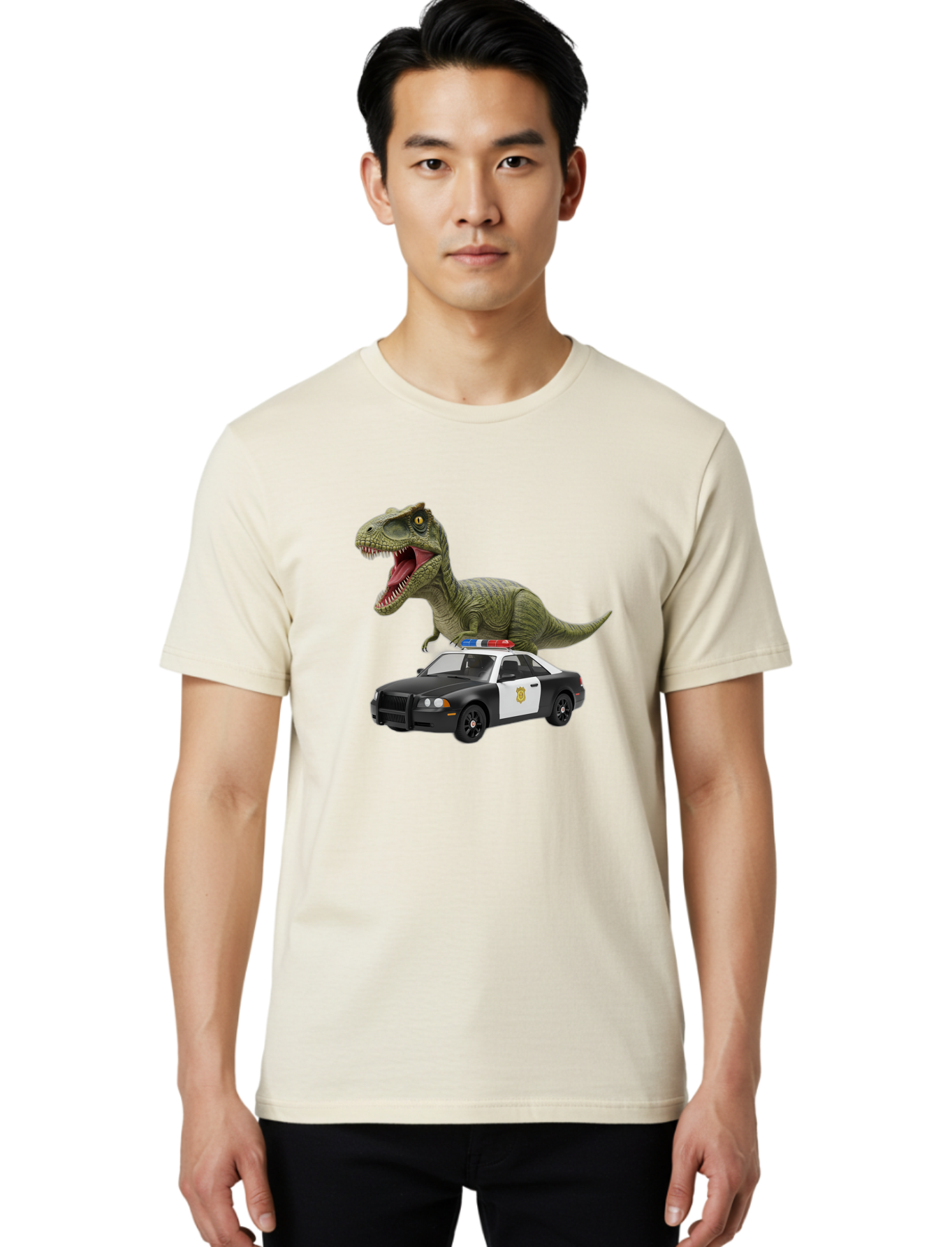 T-Rex-Police-Car Men'S Graphic Tee, 100% Cotton, Comfortable Casual Summer Wear, Machine Washable, Vintage Camera, Old Camera, Antique Camera, Black Camera, Classic Photography, Photography Equipment, Nostalgic Device, Film Camera, Camera Art Bai441