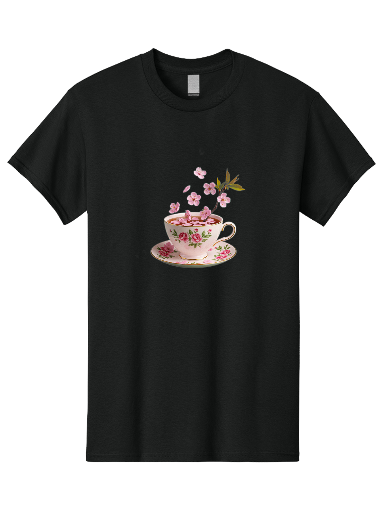 Tea-Cup-With-Cherry-Blossoms-1 Men'S Graphic Tee, 100% Cotton, Comfortable Casual Summer Wear, Machine Washable, Vintage Camera, Old Camera, Antique Camera, Black Camera, Classic Photography, Photography Equipment, Nostalgic Device, Bai446