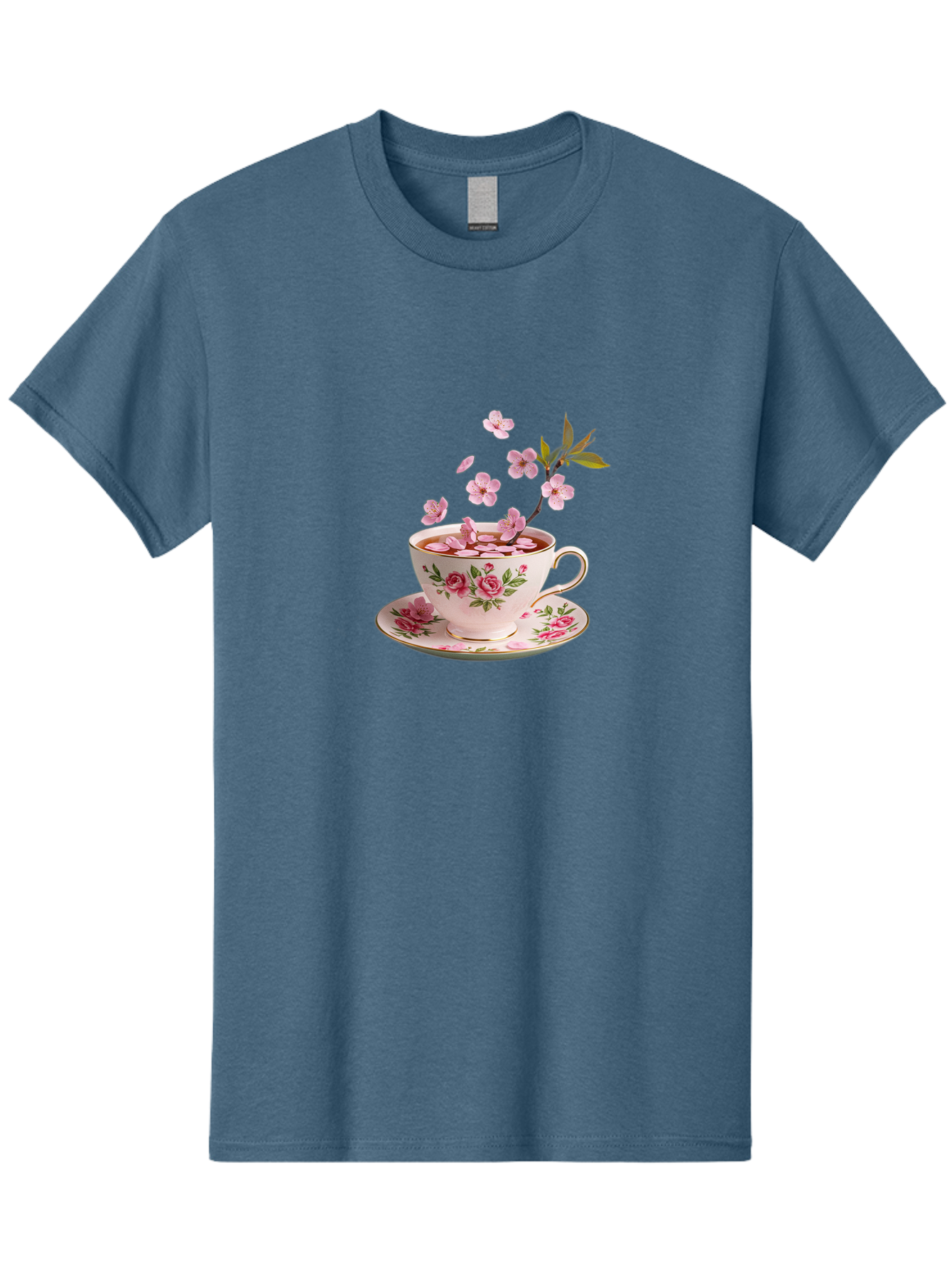 Tea-Cup-With-Cherry-Blossoms-1 Men'S Graphic Tee, 100% Cotton, Comfortable Casual Summer Wear, Machine Washable, Vintage Camera, Old Camera, Antique Camera, Black Camera, Classic Photography, Photography Equipment, Nostalgic Device, Bai446