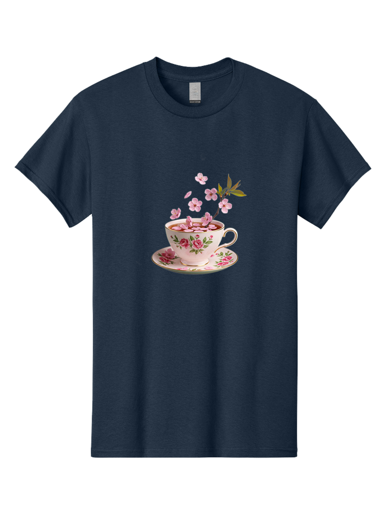Tea-Cup-With-Cherry-Blossoms-1 Men'S Graphic Tee, 100% Cotton, Comfortable Casual Summer Wear, Machine Washable, Vintage Camera, Old Camera, Antique Camera, Black Camera, Classic Photography, Photography Equipment, Nostalgic Device, Bai446