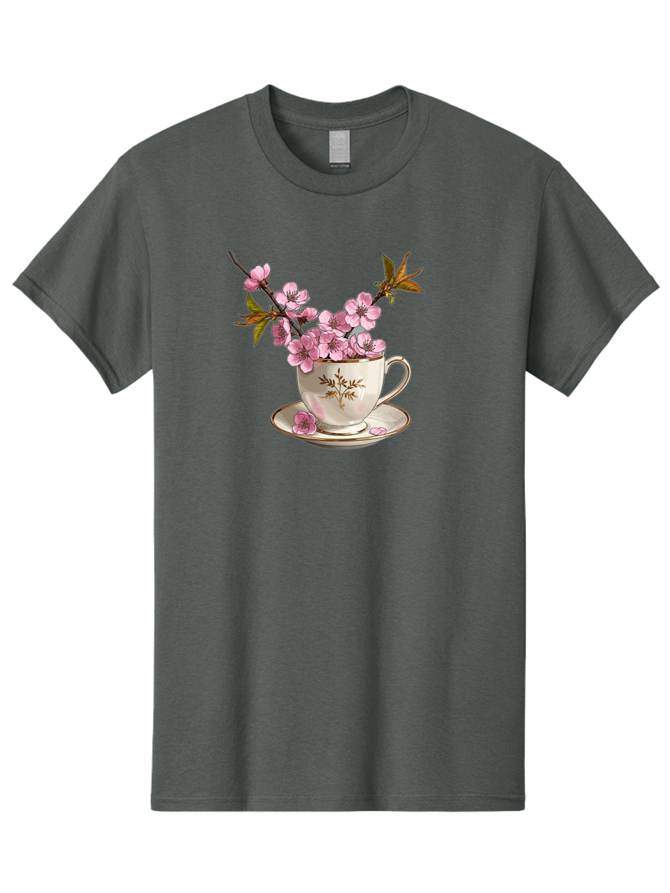 Tea-Cup-With-Cherry-Blossoms-2 Men'S Graphic Tee, 100% Cotton, Comfortable Casual Summer Wear, Machine Washable, Vintage Camera, Old Camera, Antique Camera, Black Camera, Classic Photography, Photography Equipment, Nostalgic Device, Bai447