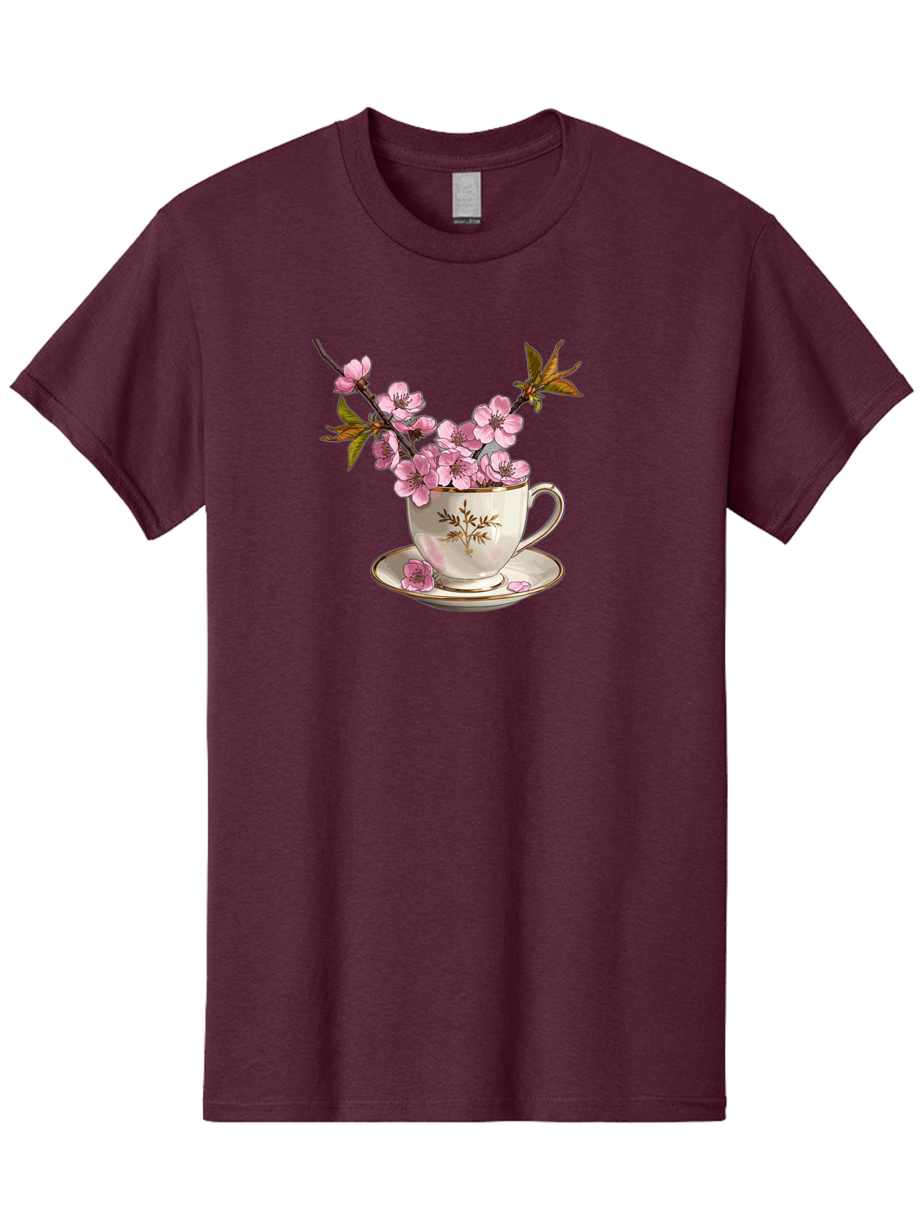 Tea-Cup-With-Cherry-Blossoms-2 Men'S Graphic Tee, 100% Cotton, Comfortable Casual Summer Wear, Machine Washable, Vintage Camera, Old Camera, Antique Camera, Black Camera, Classic Photography, Photography Equipment, Nostalgic Device, Bai447