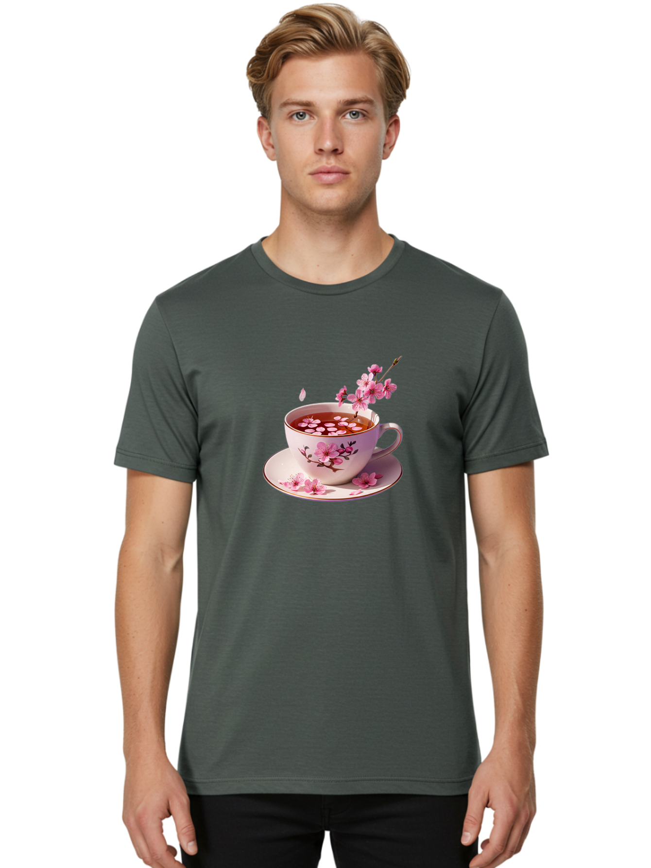 Tea-Cup-With-Cherry-Blossoms Men'S Graphic Tee, 100% Cotton, Comfortable Casual Summer Wear, Machine Washable, Vintage Camera, Old Camera, Antique Camera, Black Camera, Classic Photography, Photography Equipment, Nostalgic Device, Film Camera, Bai448