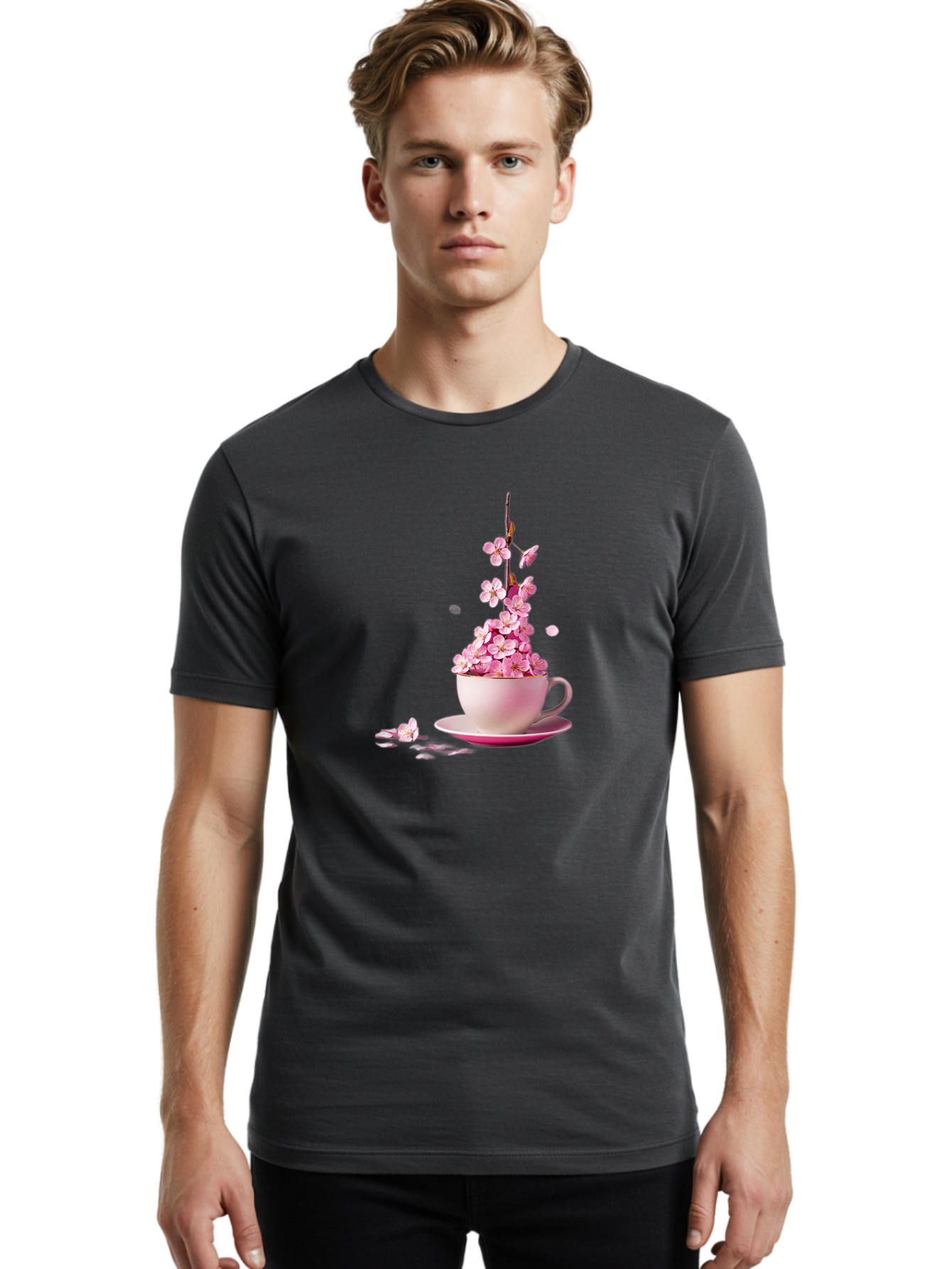 Tea-Cup-With-Flowers Men'S Graphic Tee, 100% Cotton, Comfortable Casual Summer Wear, Machine Washable, Vintage Camera, Old Camera, Antique Camera, Black Camera, Classic Photography, Photography Equipment, Nostalgic Device, Film Camera, Bai449