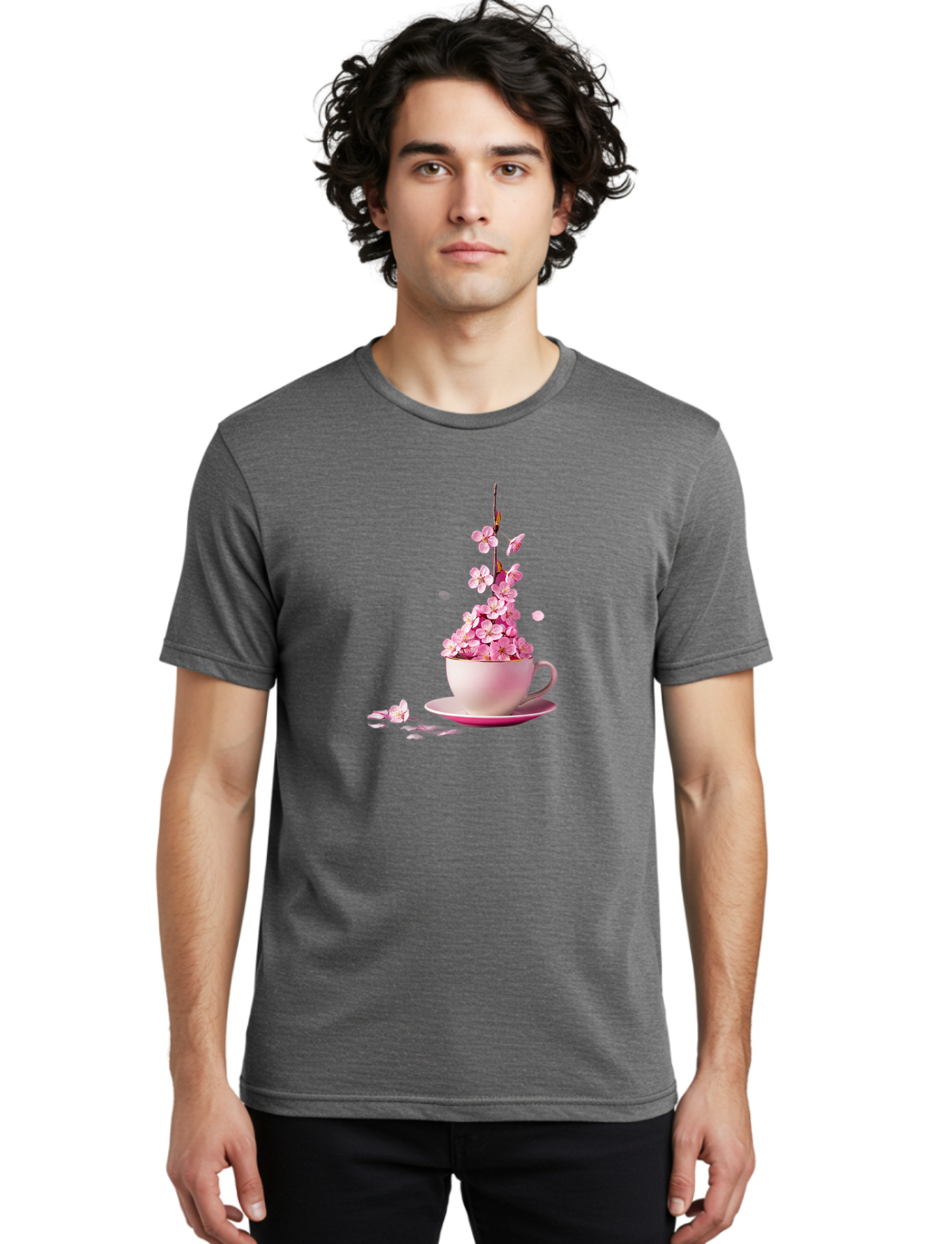 Tea-Cup-With-Flowers Men'S Graphic Tee, 100% Cotton, Comfortable Casual Summer Wear, Machine Washable, Vintage Camera, Old Camera, Antique Camera, Black Camera, Classic Photography, Photography Equipment, Nostalgic Device, Film Camera, Bai449