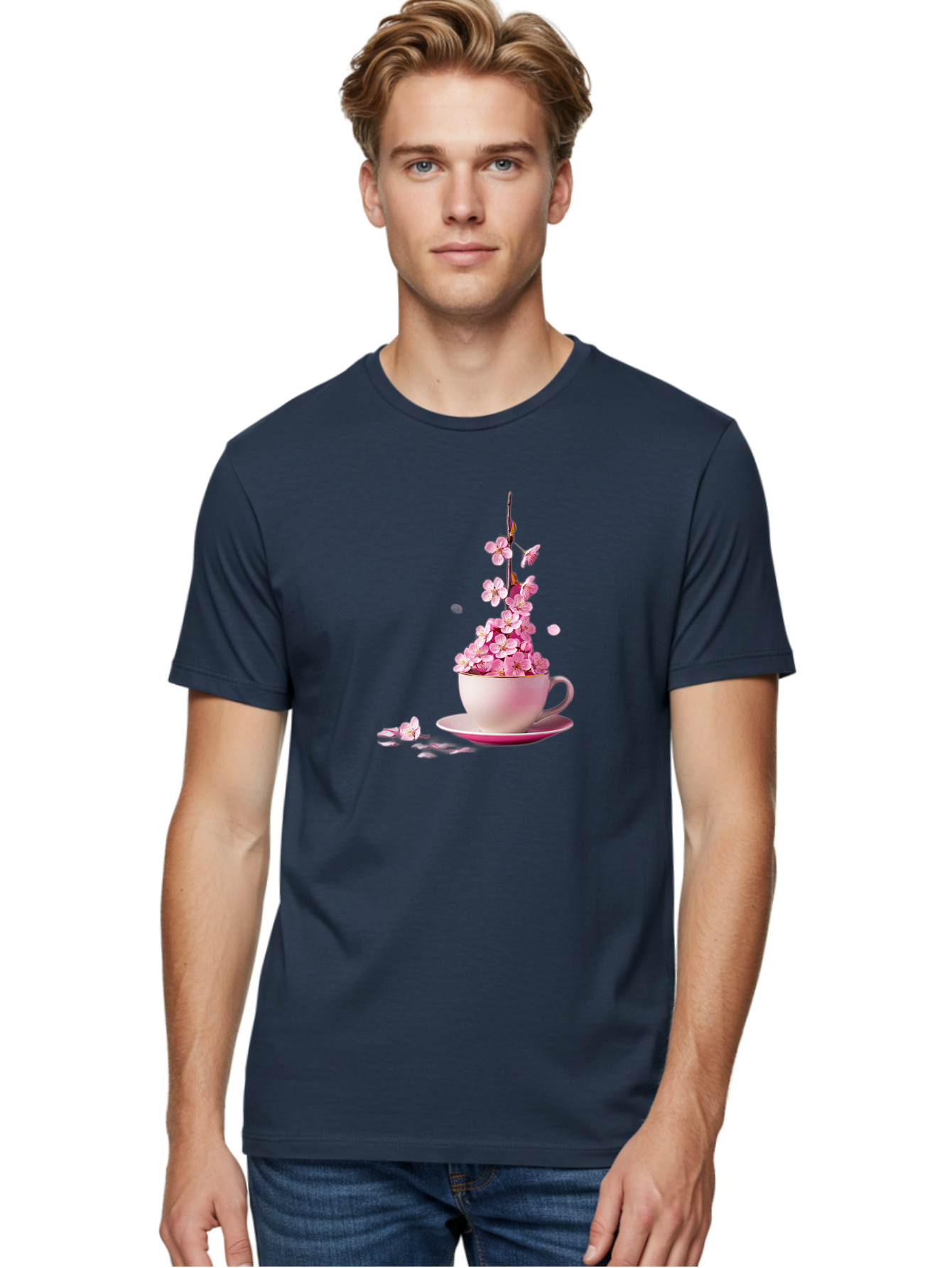 Tea-Cup-With-Flowers Men'S Graphic Tee, 100% Cotton, Comfortable Casual Summer Wear, Machine Washable, Vintage Camera, Old Camera, Antique Camera, Black Camera, Classic Photography, Photography Equipment, Nostalgic Device, Film Camera, Bai449