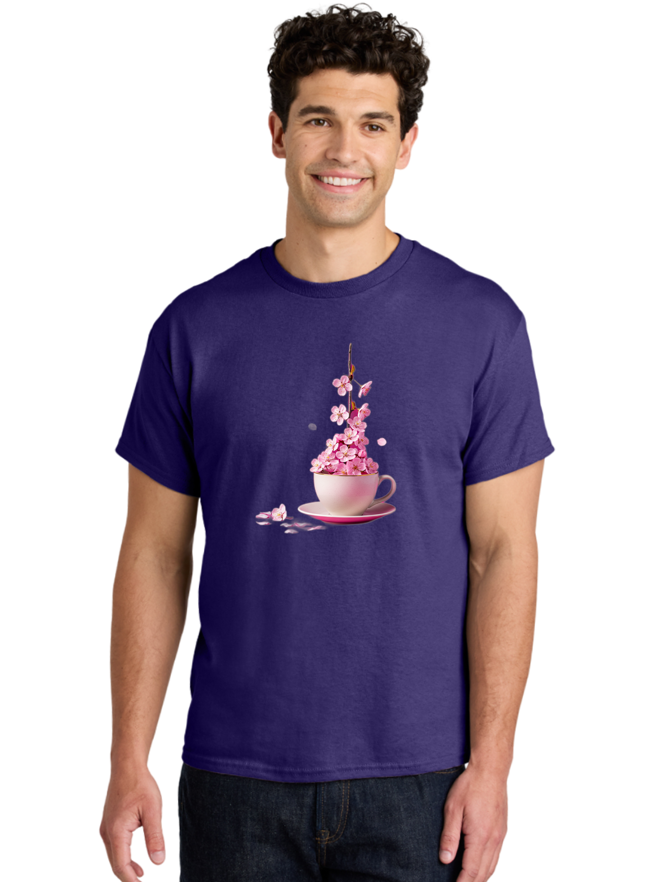 Tea-Cup-With-Flowers Men'S Graphic Tee, 100% Cotton, Comfortable Casual Summer Wear, Machine Washable, Vintage Camera, Old Camera, Antique Camera, Black Camera, Classic Photography, Photography Equipment, Nostalgic Device, Film Camera, Bai449