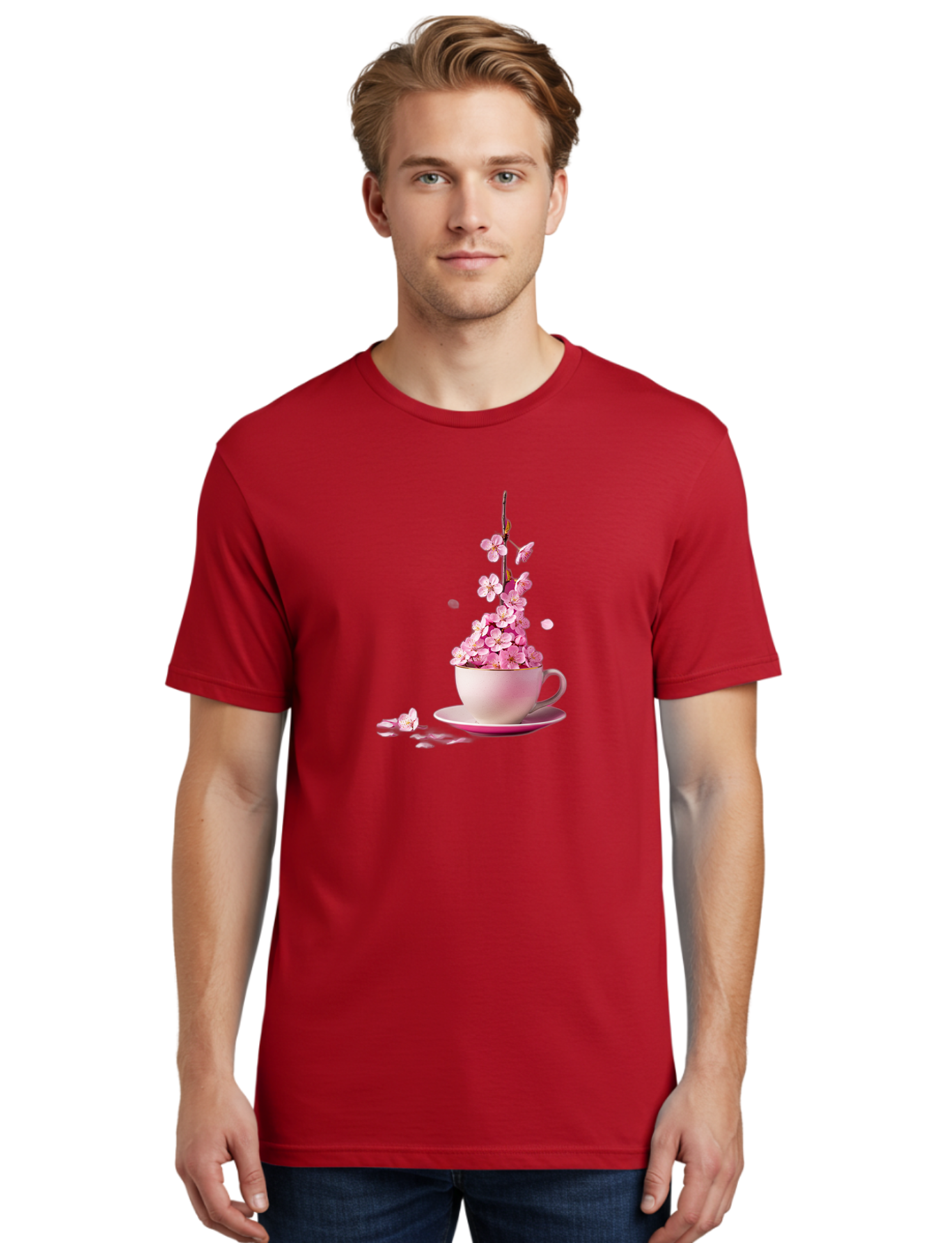 Tea-Cup-With-Flowers Men'S Graphic Tee, 100% Cotton, Comfortable Casual Summer Wear, Machine Washable, Vintage Camera, Old Camera, Antique Camera, Black Camera, Classic Photography, Photography Equipment, Nostalgic Device, Film Camera, Bai449