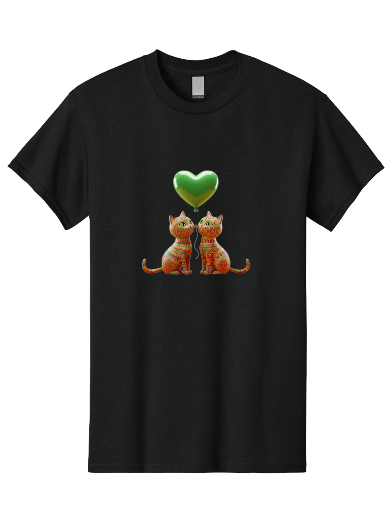 Two-Cats-With-Heart-Balloon-1 Men'S Graphic Tee, 100% Cotton, Comfortable Casual Summer Wear, Machine Washable, Vintage Camera, Old Camera, Antique Camera, Black Camera, Classic Photography, Photography Equipment, Nostalgic Device, Bai489