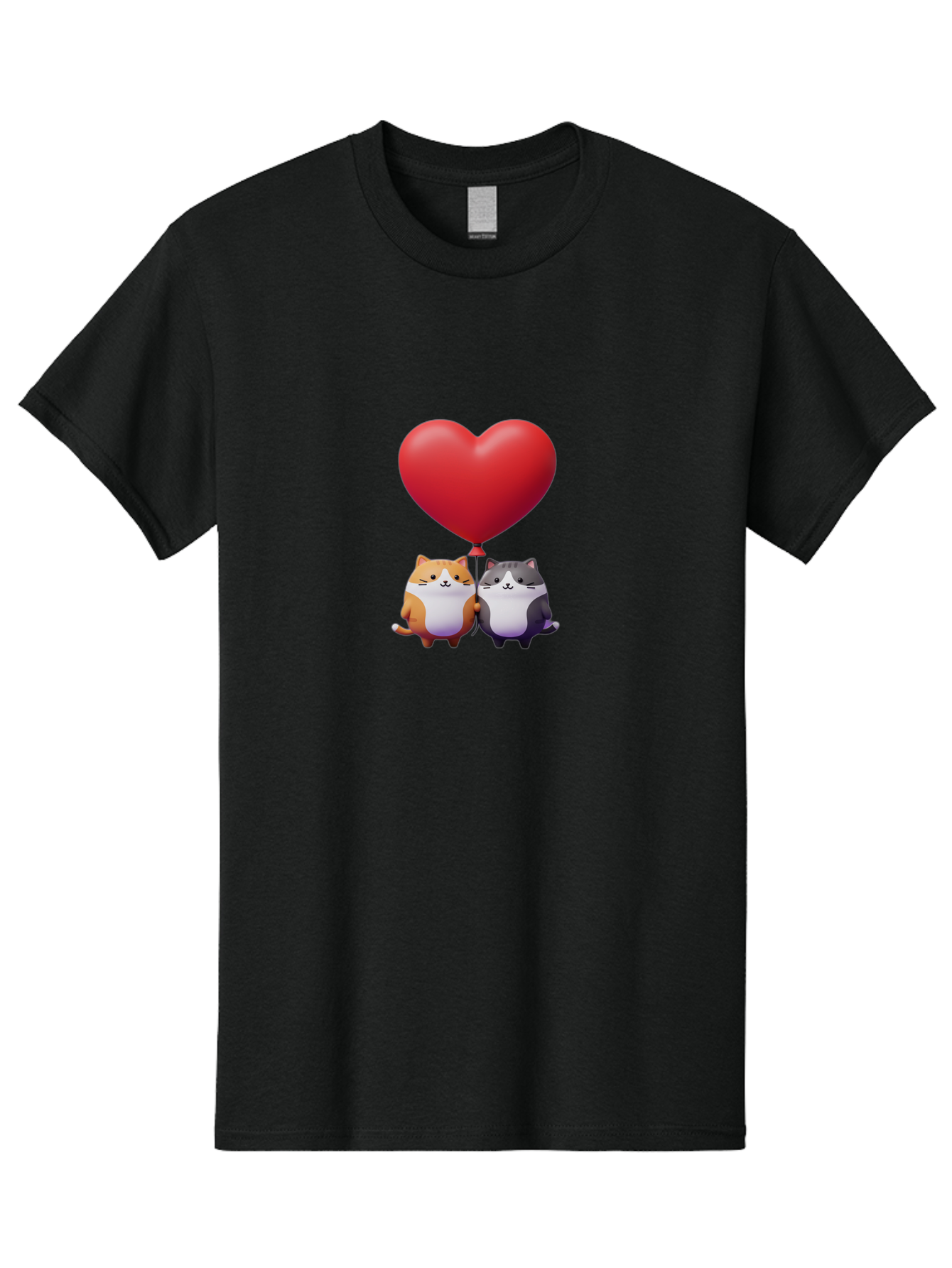 Two-Cats-With-Heart-Balloon Men'S Graphic Tee, 100% Cotton, Comfortable Casual Summer Wear, Machine Washable, Vintage Camera, Old Camera, Antique Camera, Black Camera, Classic Photography, Photography Equipment, Nostalgic Device, Film Camera, Bai490
