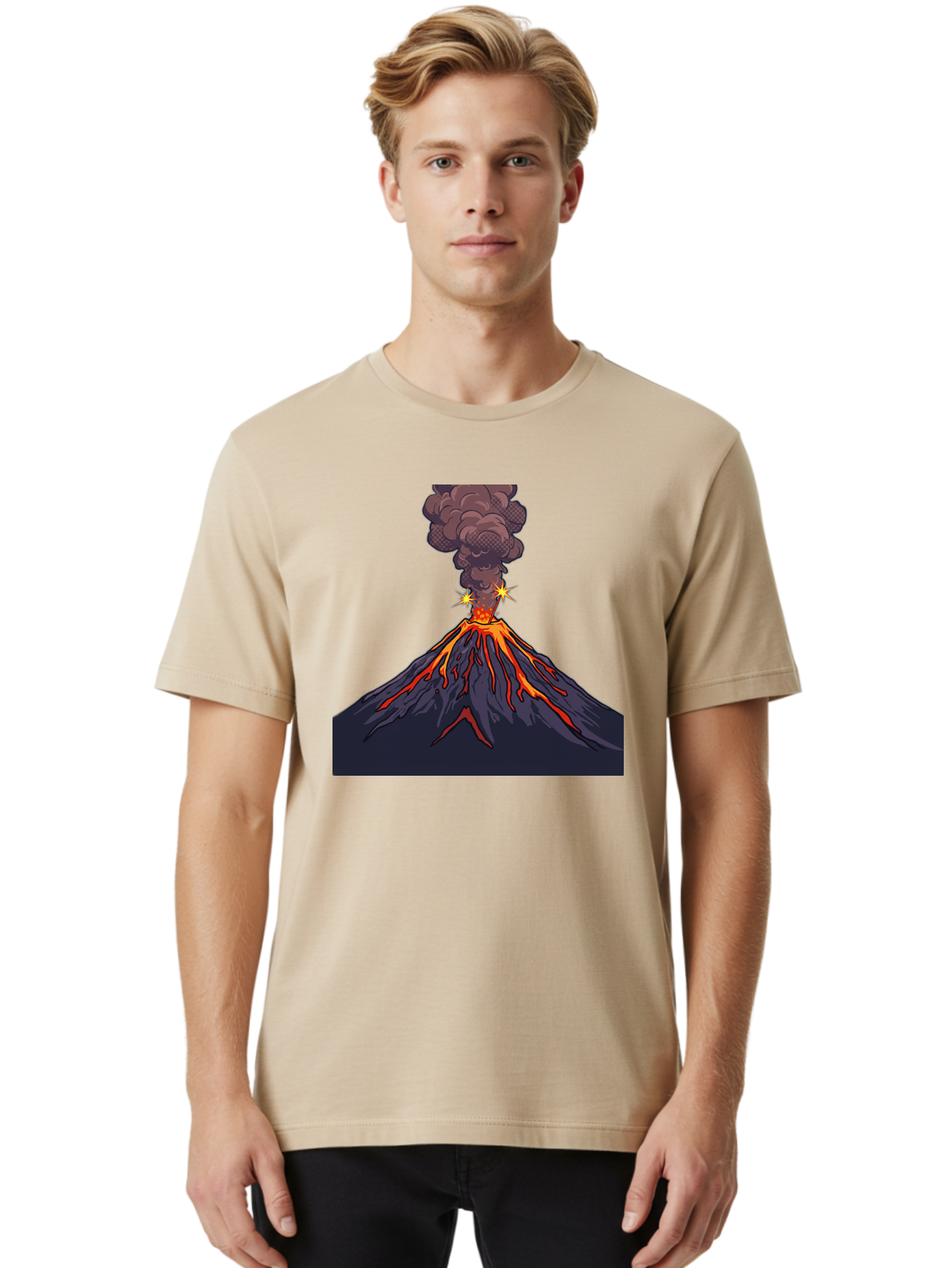 Volcano-Eruption-6 Men'S Graphic Tee, 100% Cotton, Comfortable Casual Summer Wear, Machine Washable, Vintage Camera, Old Camera, Antique Camera, Black Camera, Classic Photography, Photography Equipment, Nostalgic Device, Film Camera, Bai545
