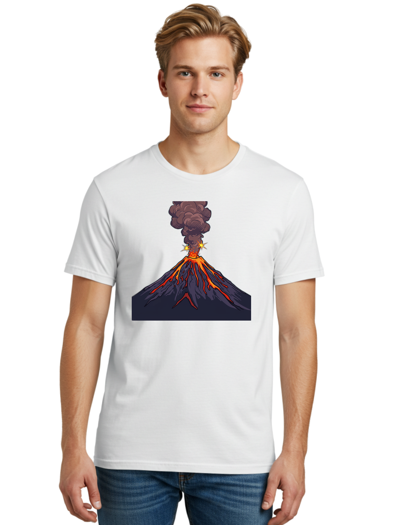 Volcano-Eruption-6 Men'S Graphic Tee, 100% Cotton, Comfortable Casual Summer Wear, Machine Washable, Vintage Camera, Old Camera, Antique Camera, Black Camera, Classic Photography, Photography Equipment, Nostalgic Device, Film Camera, Bai545