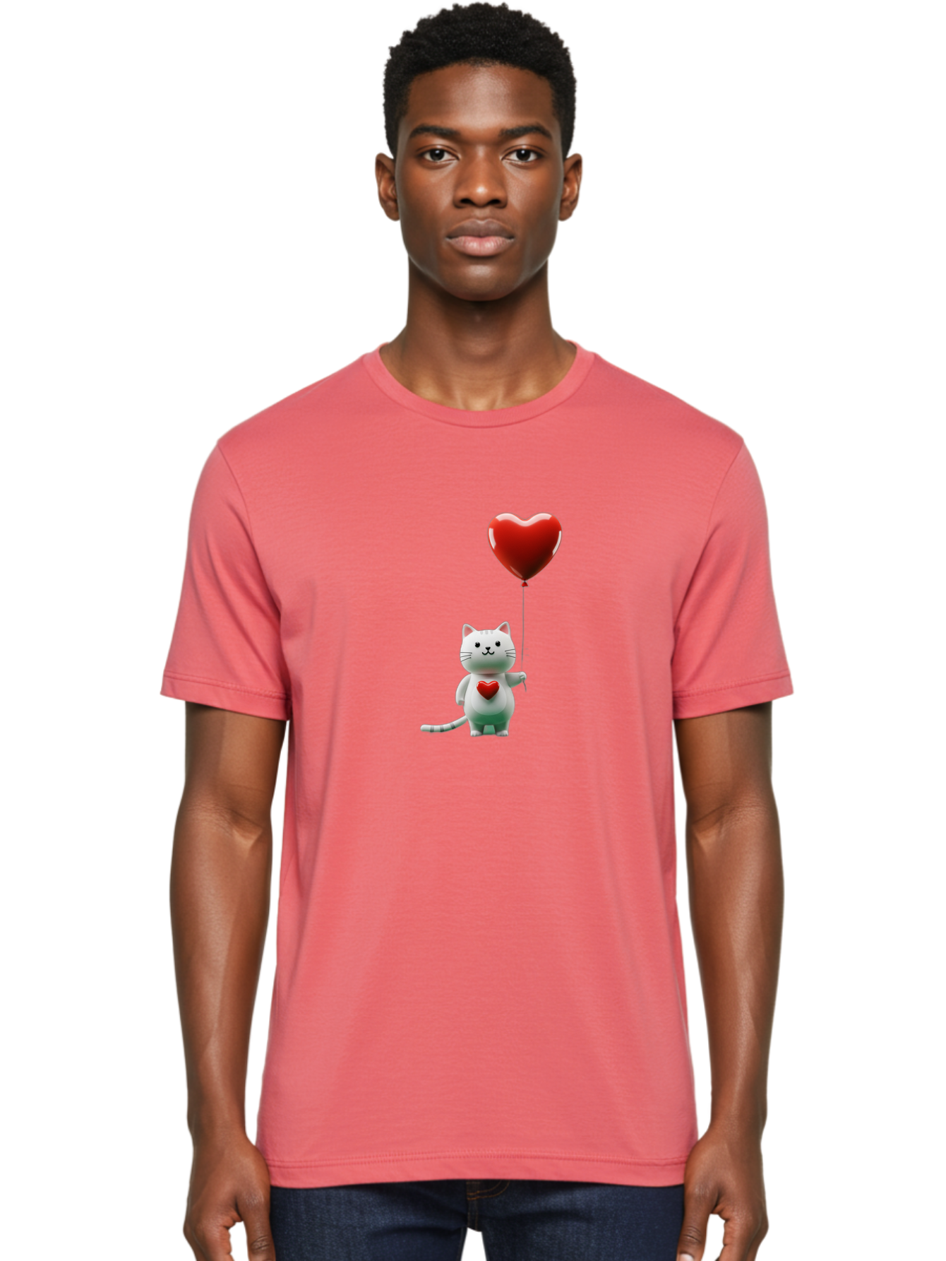 White-Cat-With-Heart-Balloon Men'S Graphic Tee, 100% Cotton, Comfortable Casual Summer Wear, Machine Washable, Vintage Camera, Old Camera, Antique Camera, Black Camera, Classic Photography, Photography Equipment, Nostalgic Device, Film Camera, Bai557