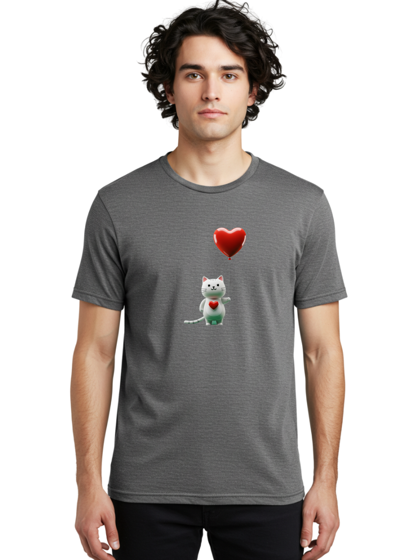 White-Cat-With-Heart-Balloon Men'S Graphic Tee, 100% Cotton, Comfortable Casual Summer Wear, Machine Washable, Vintage Camera, Old Camera, Antique Camera, Black Camera, Classic Photography, Photography Equipment, Nostalgic Device, Film Camera, Bai557