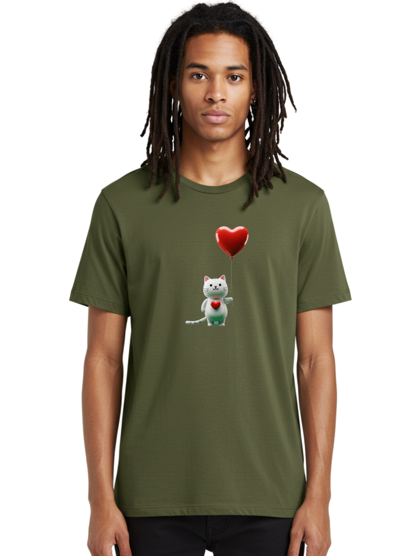 White-Cat-With-Heart-Balloon Men'S Graphic Tee, 100% Cotton, Comfortable Casual Summer Wear, Machine Washable, Vintage Camera, Old Camera, Antique Camera, Black Camera, Classic Photography, Photography Equipment, Nostalgic Device, Film Camera, Bai557
