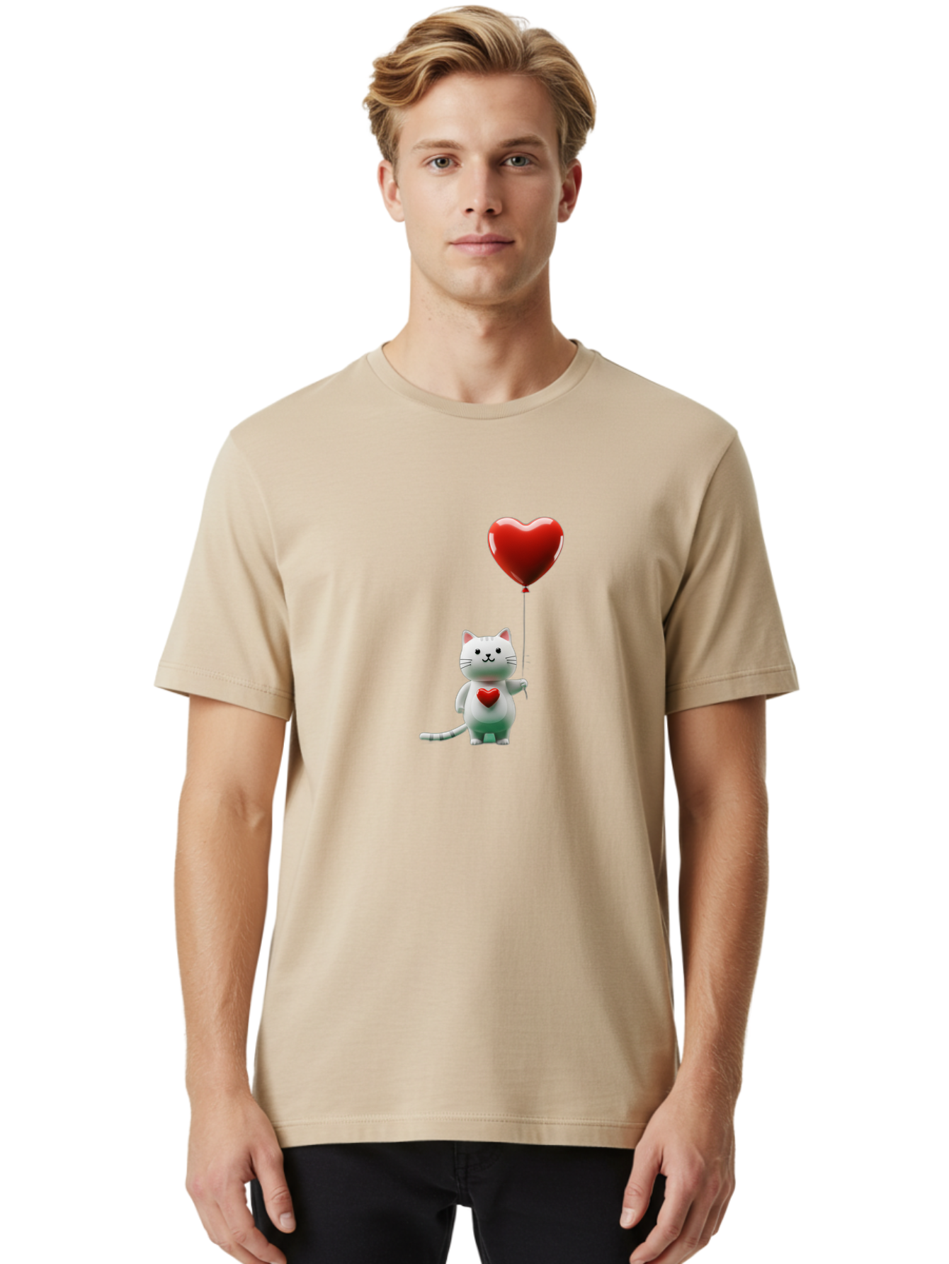 White-Cat-With-Heart-Balloon Men'S Graphic Tee, 100% Cotton, Comfortable Casual Summer Wear, Machine Washable, Vintage Camera, Old Camera, Antique Camera, Black Camera, Classic Photography, Photography Equipment, Nostalgic Device, Film Camera, Bai557