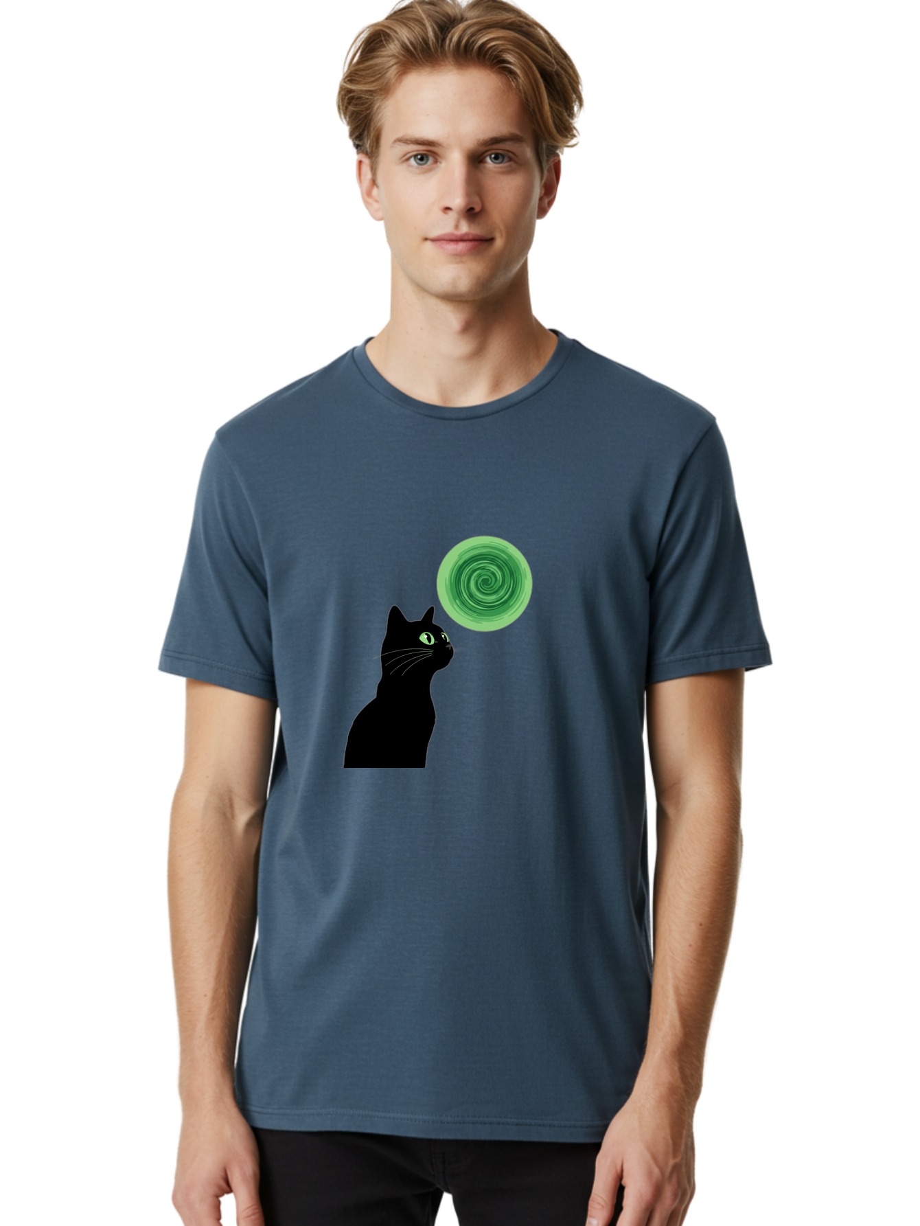 Black-Cat-And-Spiral Men'S Graphic Tee, 100% Cotton, Comfortable Casual Summer Wear, Machine Washable, Vintage Camera, Old Camera, Antique Camera, Black Camera, Classic Photography, Photography Equipment, Nostalgic Device, Film Camera, Bai592