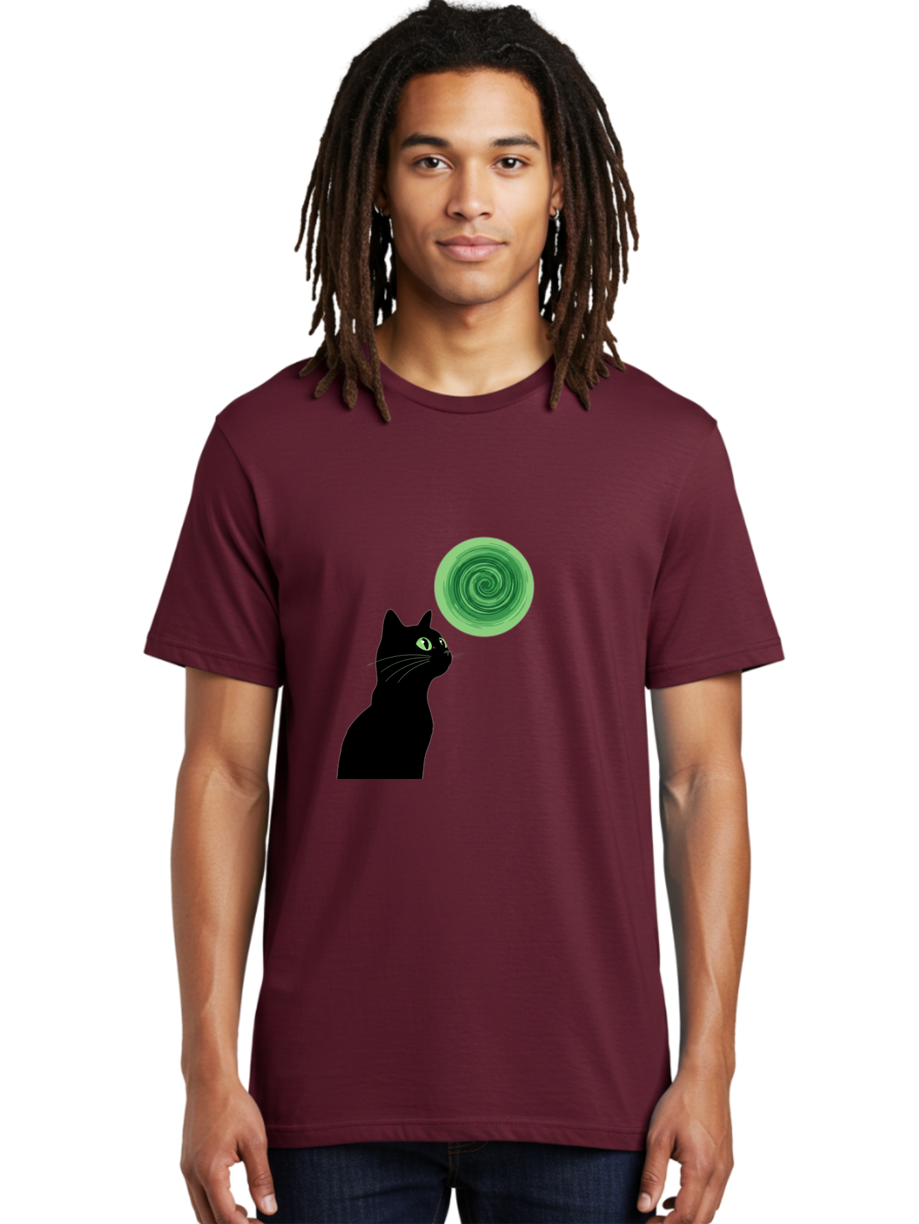 Black-Cat-And-Spiral Men'S Graphic Tee, 100% Cotton, Comfortable Casual Summer Wear, Machine Washable, Vintage Camera, Old Camera, Antique Camera, Black Camera, Classic Photography, Photography Equipment, Nostalgic Device, Film Camera, Bai592