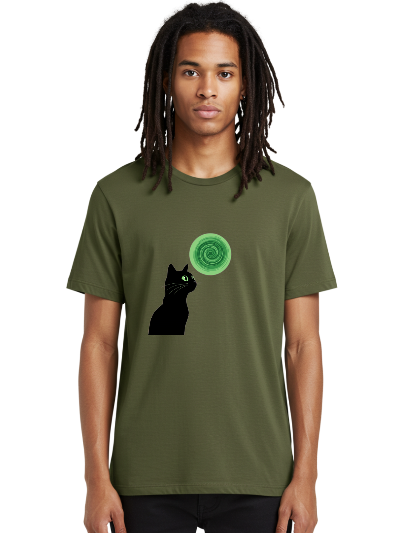 Black-Cat-And-Spiral Men'S Graphic Tee, 100% Cotton, Comfortable Casual Summer Wear, Machine Washable, Vintage Camera, Old Camera, Antique Camera, Black Camera, Classic Photography, Photography Equipment, Nostalgic Device, Film Camera, Bai592