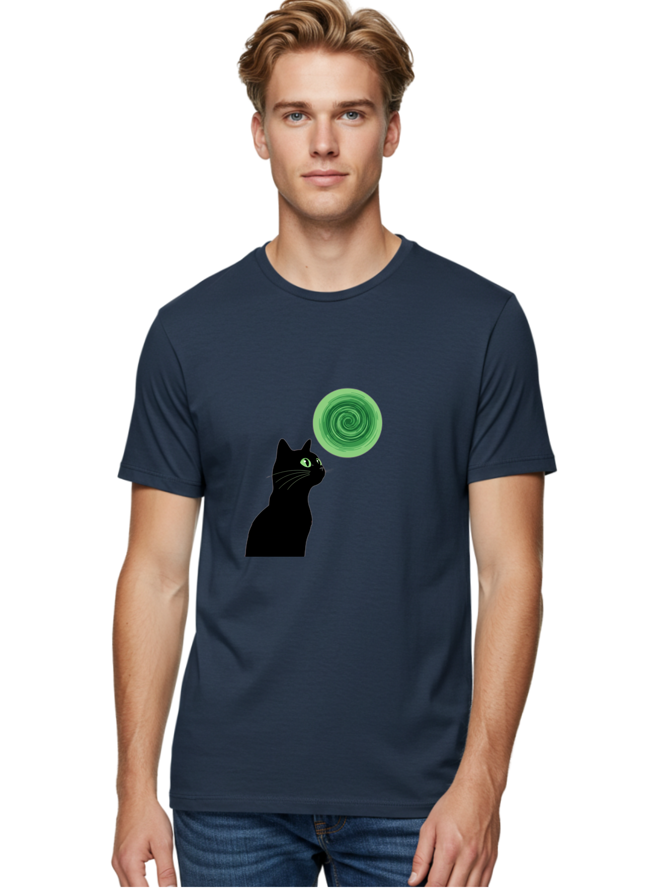 Black-Cat-And-Spiral Men'S Graphic Tee, 100% Cotton, Comfortable Casual Summer Wear, Machine Washable, Vintage Camera, Old Camera, Antique Camera, Black Camera, Classic Photography, Photography Equipment, Nostalgic Device, Film Camera, Bai592